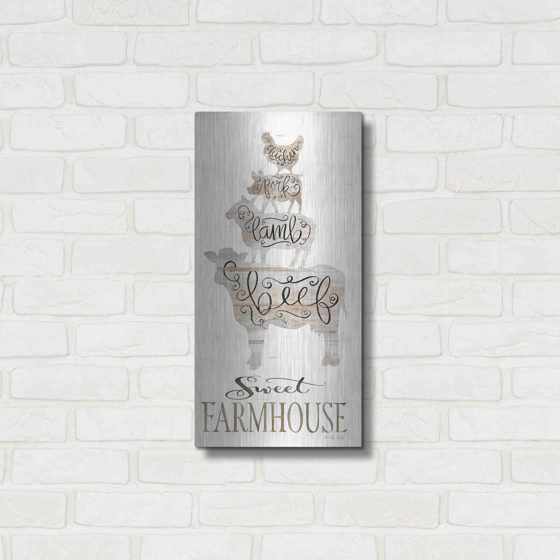 Luxe Metal Art 'Sweet Farmhouse' by Cindy Jacobs, Metal Wall Art,12x24