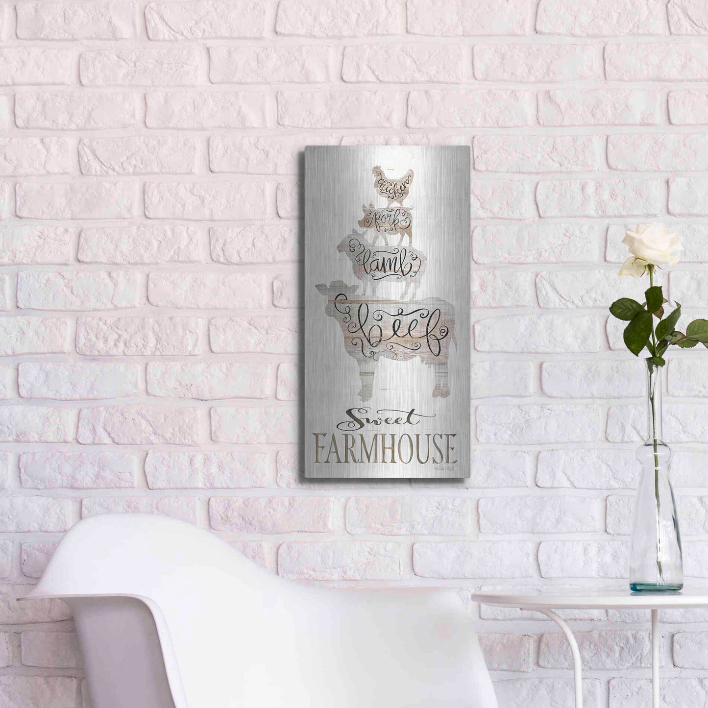 Luxe Metal Art 'Sweet Farmhouse' by Cindy Jacobs, Metal Wall Art,12x24