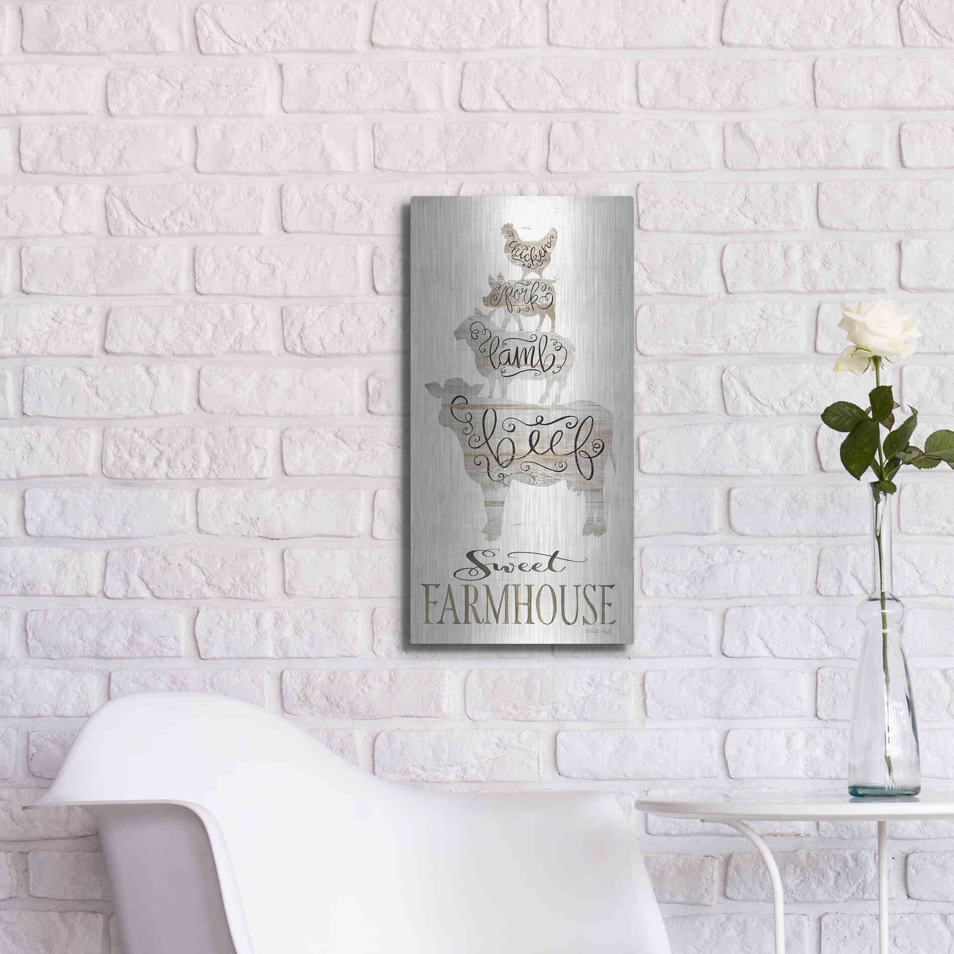 Luxe Metal Art 'Sweet Farmhouse' by Cindy Jacobs, Metal Wall Art,12x24