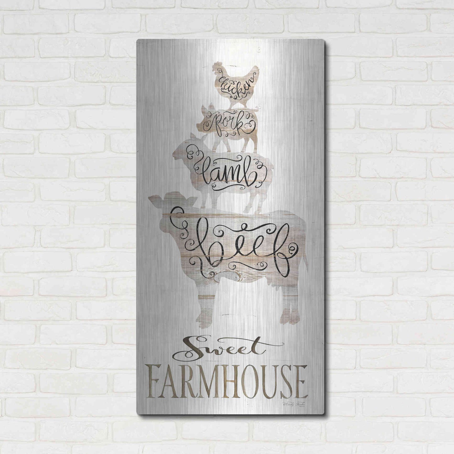 Luxe Metal Art 'Sweet Farmhouse' by Cindy Jacobs, Metal Wall Art,24x48