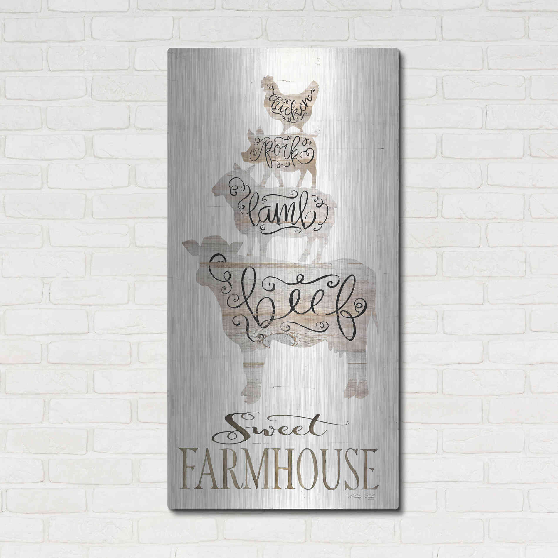 Luxe Metal Art 'Sweet Farmhouse' by Cindy Jacobs, Metal Wall Art,24x48