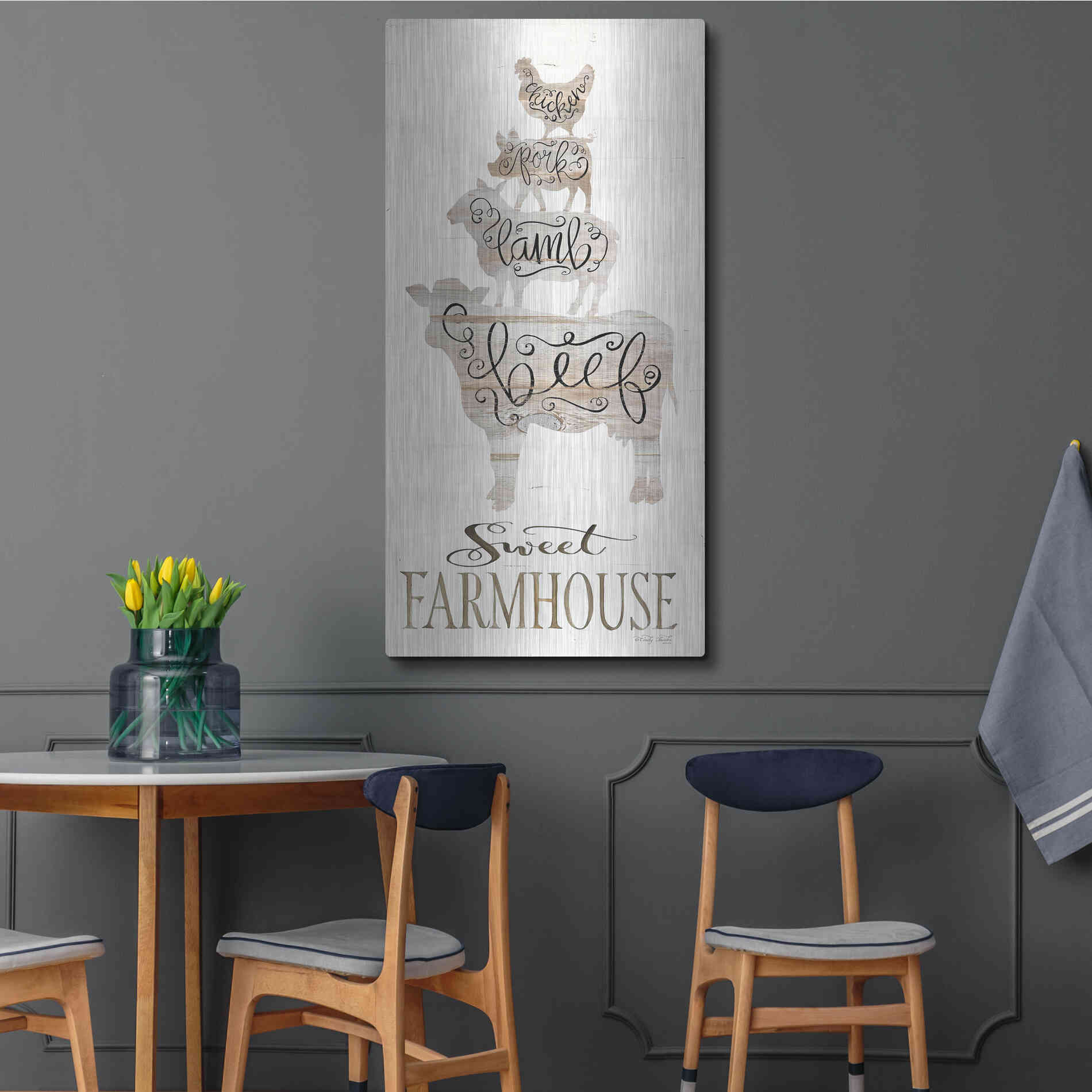 Luxe Metal Art 'Sweet Farmhouse' by Cindy Jacobs, Metal Wall Art,24x48