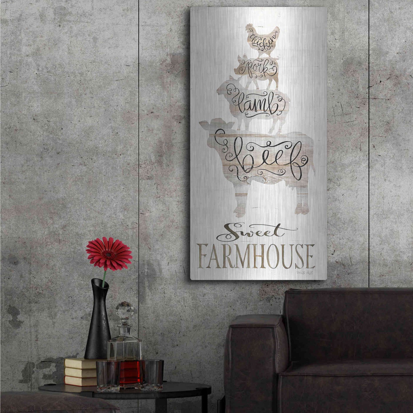 Luxe Metal Art 'Sweet Farmhouse' by Cindy Jacobs, Metal Wall Art,24x48