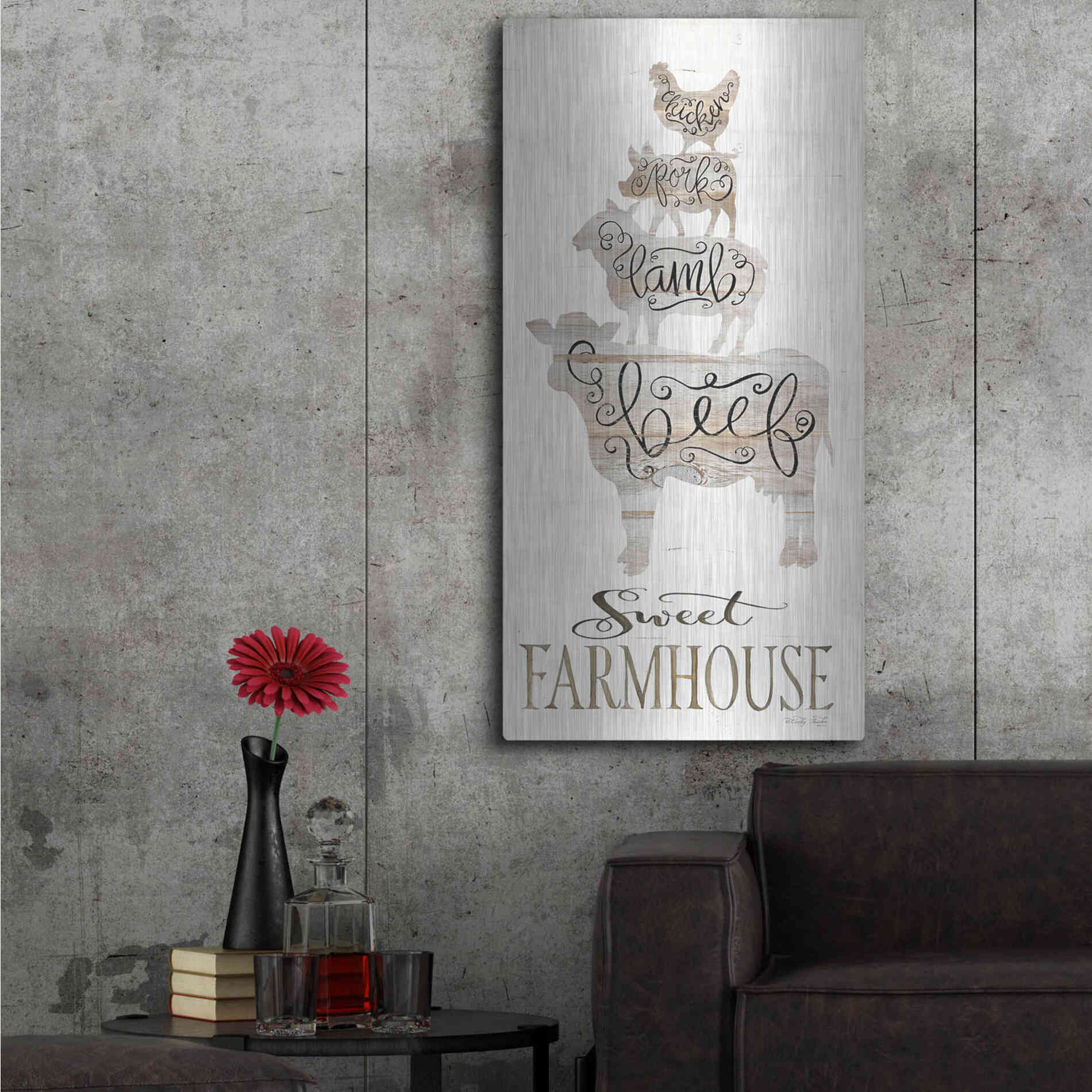 Luxe Metal Art 'Sweet Farmhouse' by Cindy Jacobs, Metal Wall Art,24x48