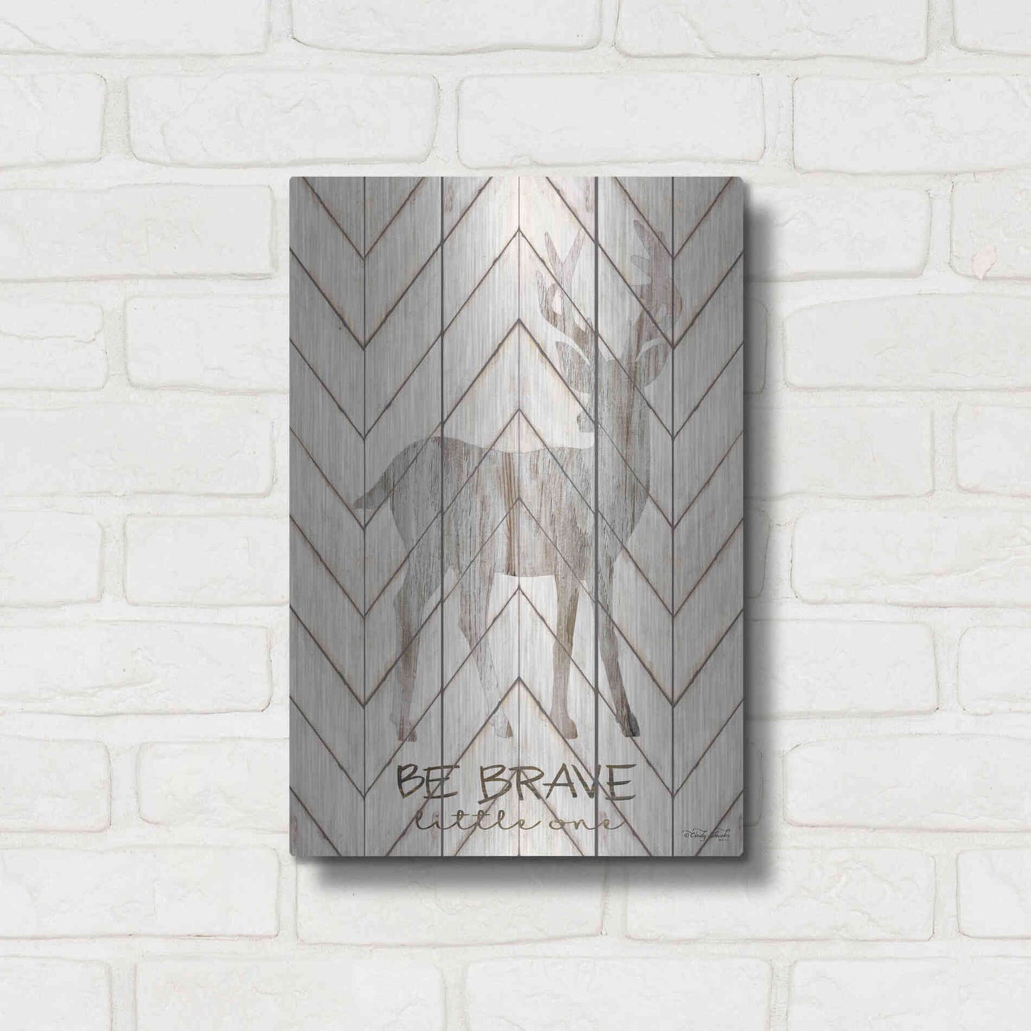 Luxe Metal Art 'Be Brave Little One Deer' by Cindy Jacobs, Metal Wall Art,12x16