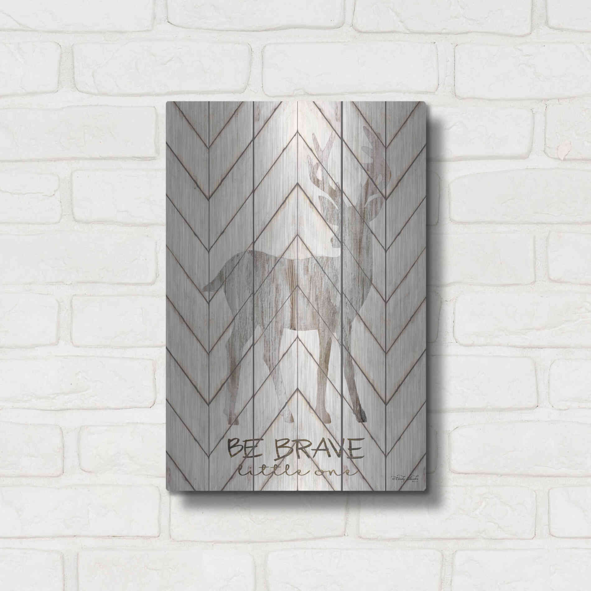 Luxe Metal Art 'Be Brave Little One Deer' by Cindy Jacobs, Metal Wall Art,12x16