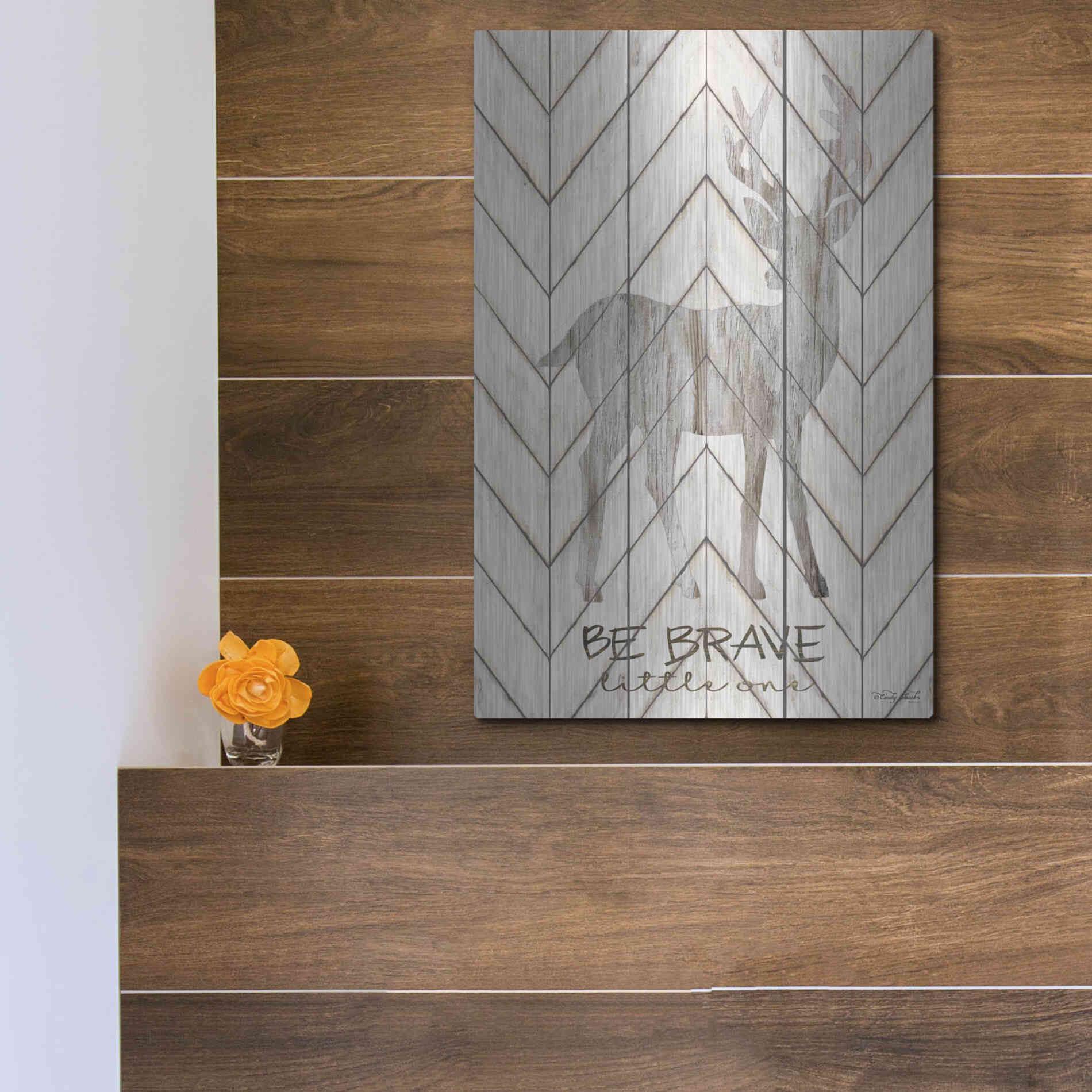 Luxe Metal Art 'Be Brave Little One Deer' by Cindy Jacobs, Metal Wall Art,12x16