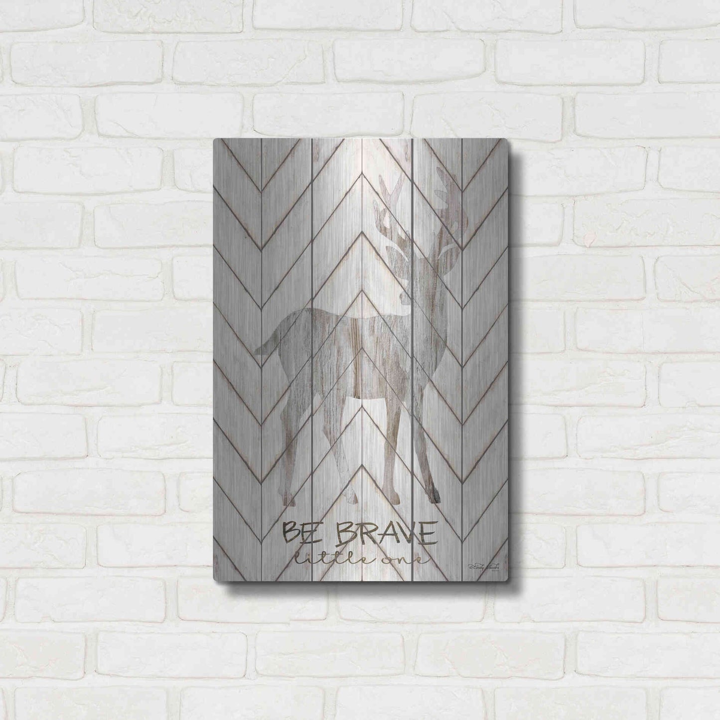 Luxe Metal Art 'Be Brave Little One Deer' by Cindy Jacobs, Metal Wall Art,16x24