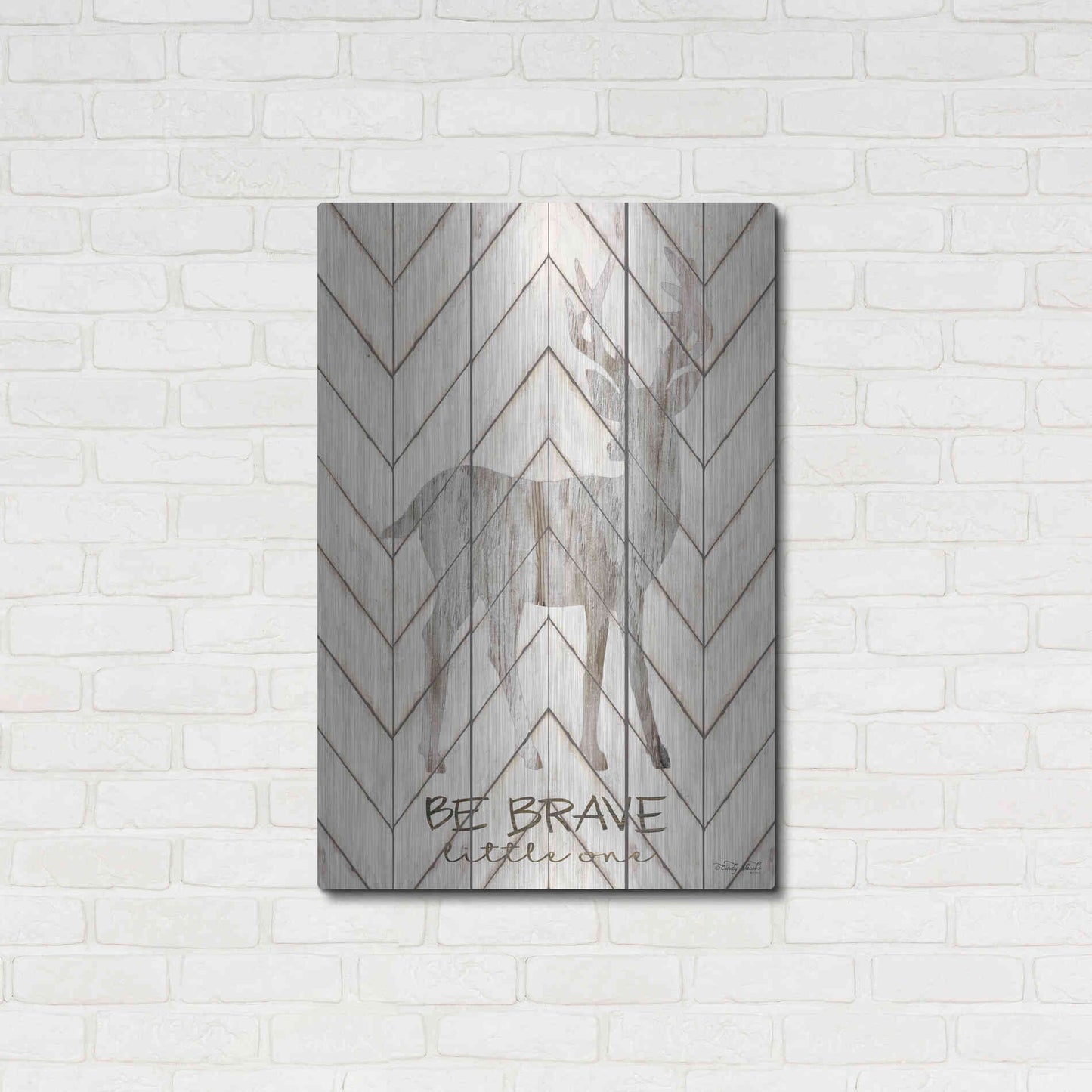 Luxe Metal Art 'Be Brave Little One Deer' by Cindy Jacobs, Metal Wall Art,24x36