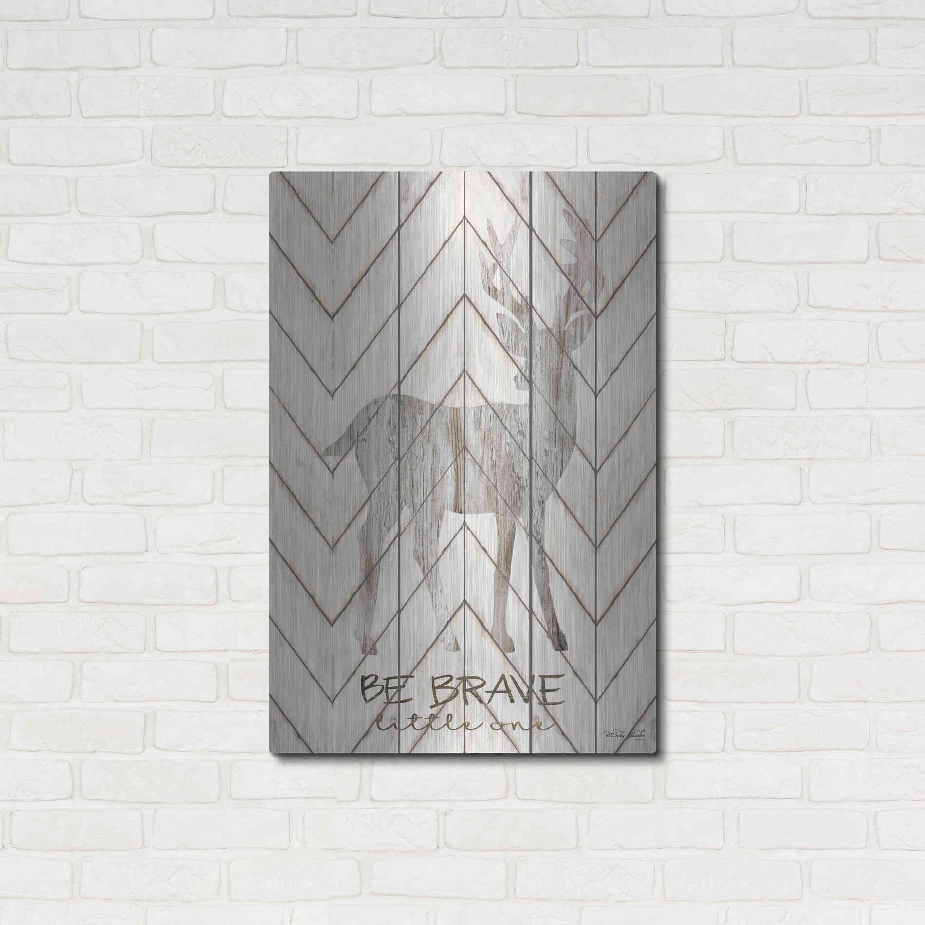 Luxe Metal Art 'Be Brave Little One Deer' by Cindy Jacobs, Metal Wall Art,24x36