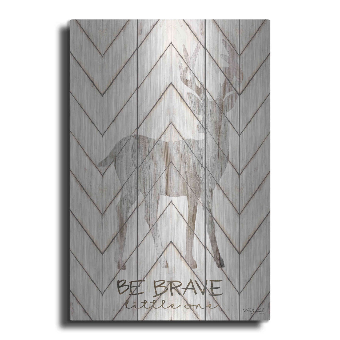 Luxe Metal Art 'Be Brave Little One Deer' by Cindy Jacobs, Metal Wall Art