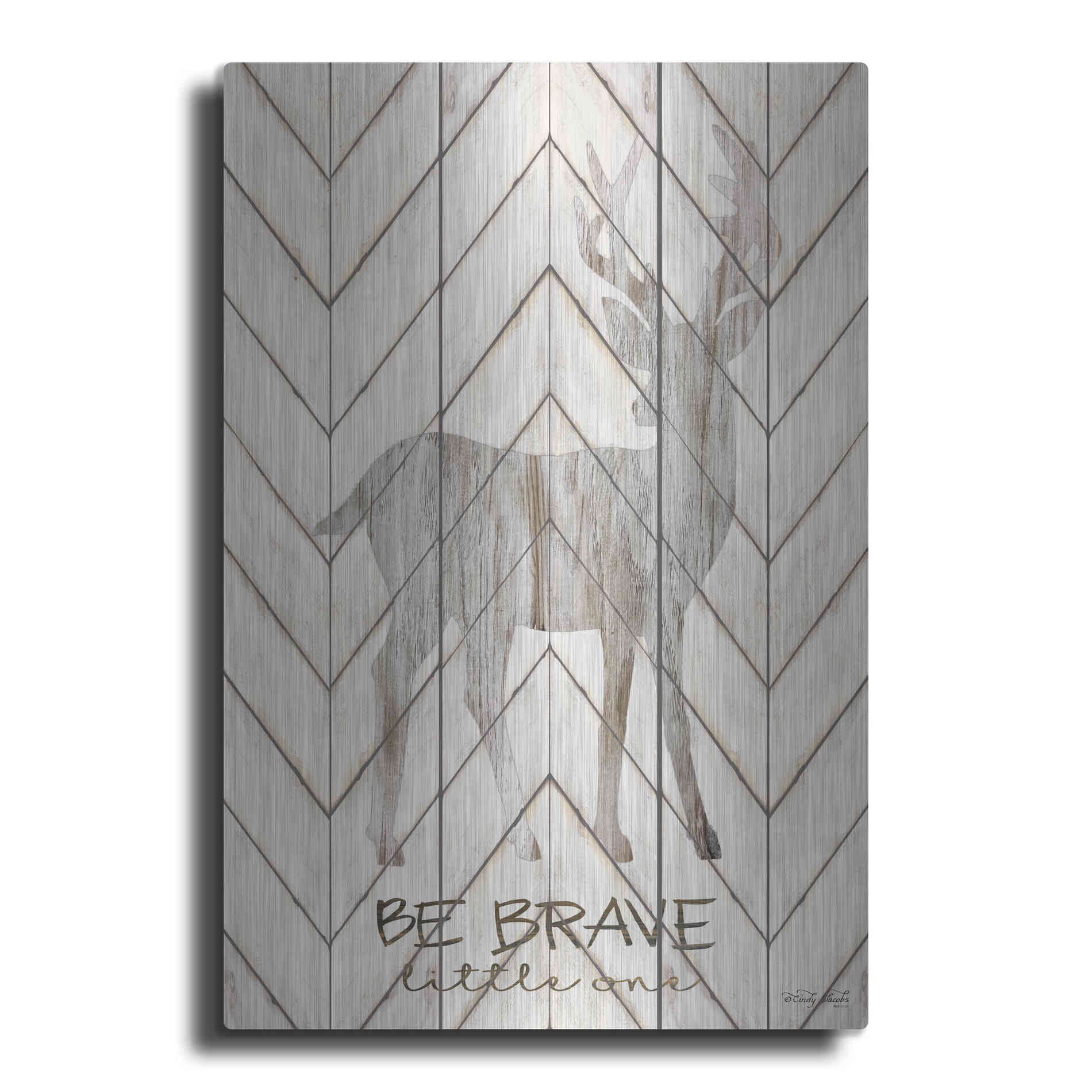 Luxe Metal Art 'Be Brave Little One Deer' by Cindy Jacobs, Metal Wall Art