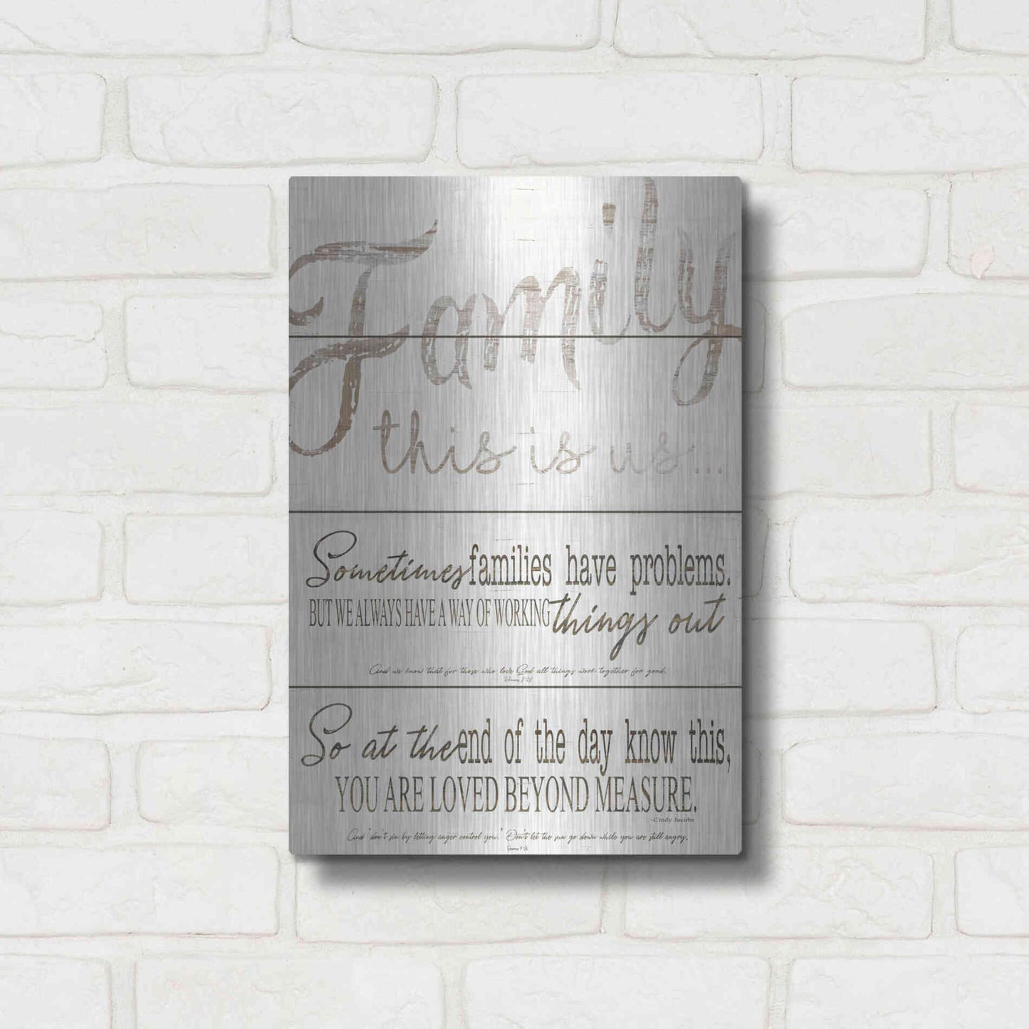 Luxe Metal Art 'Family - You Are Loved' by Cindy Jacobs, Metal Wall Art,12x16