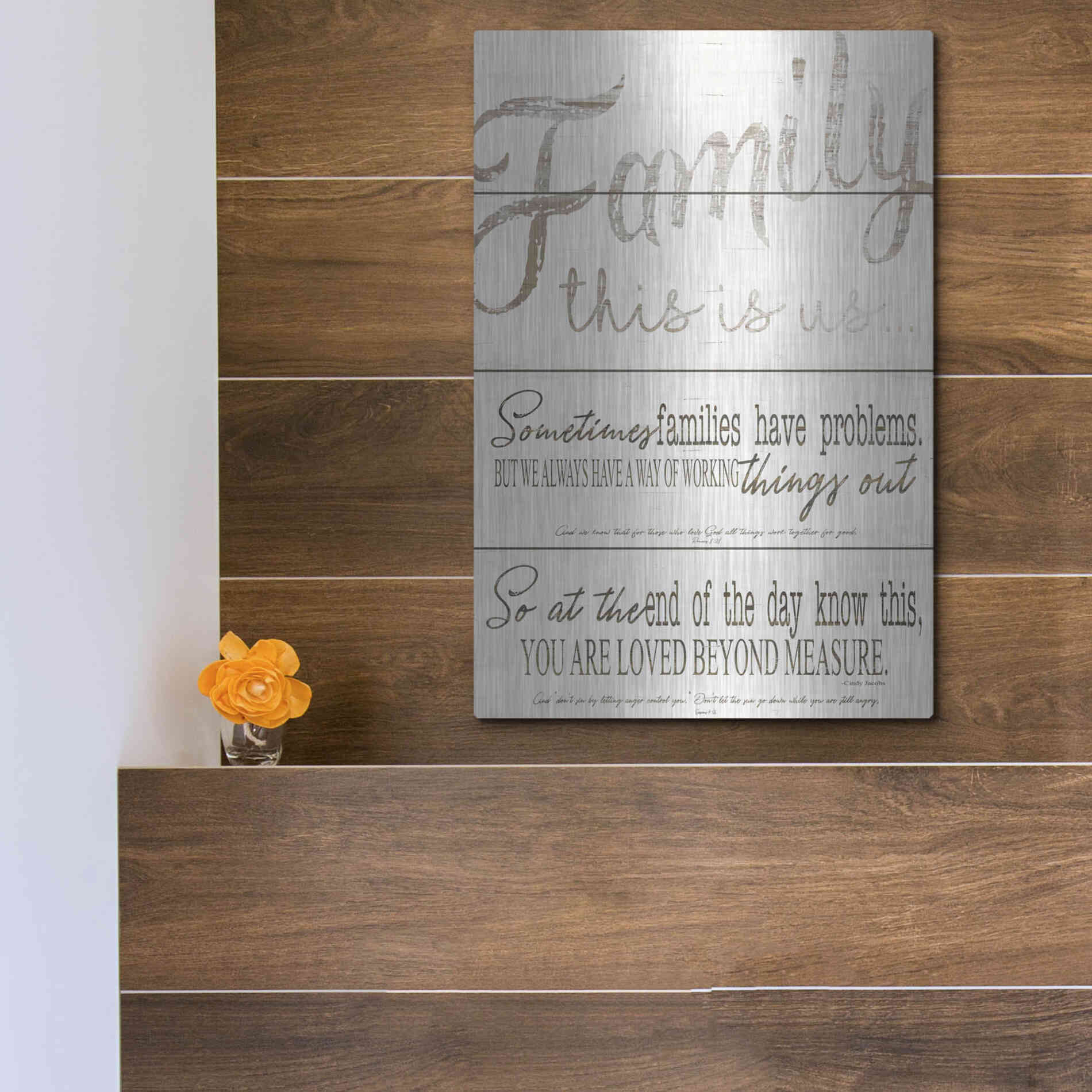 Luxe Metal Art 'Family - You Are Loved' by Cindy Jacobs, Metal Wall Art,12x16