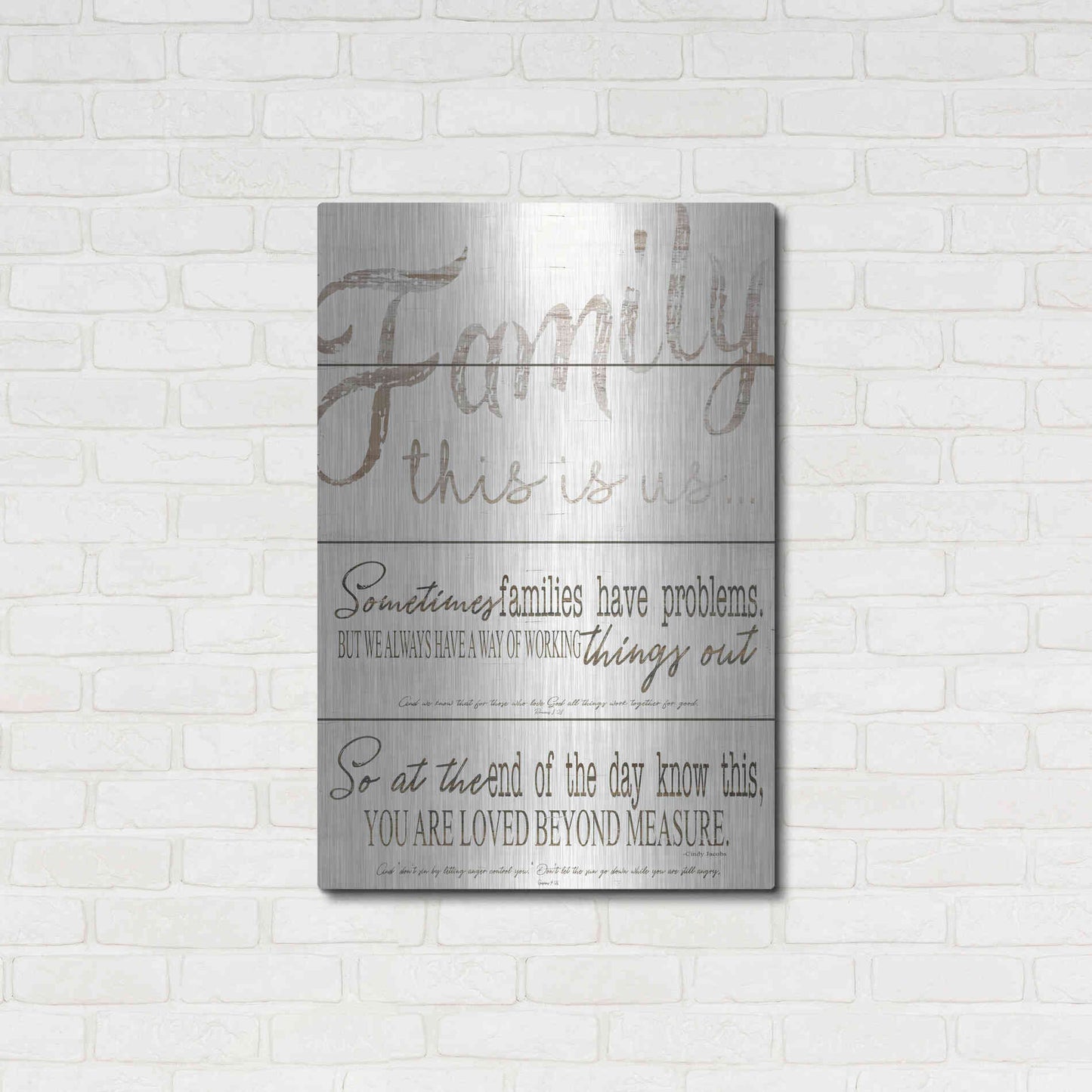 Luxe Metal Art 'Family - You Are Loved' by Cindy Jacobs, Metal Wall Art,24x36
