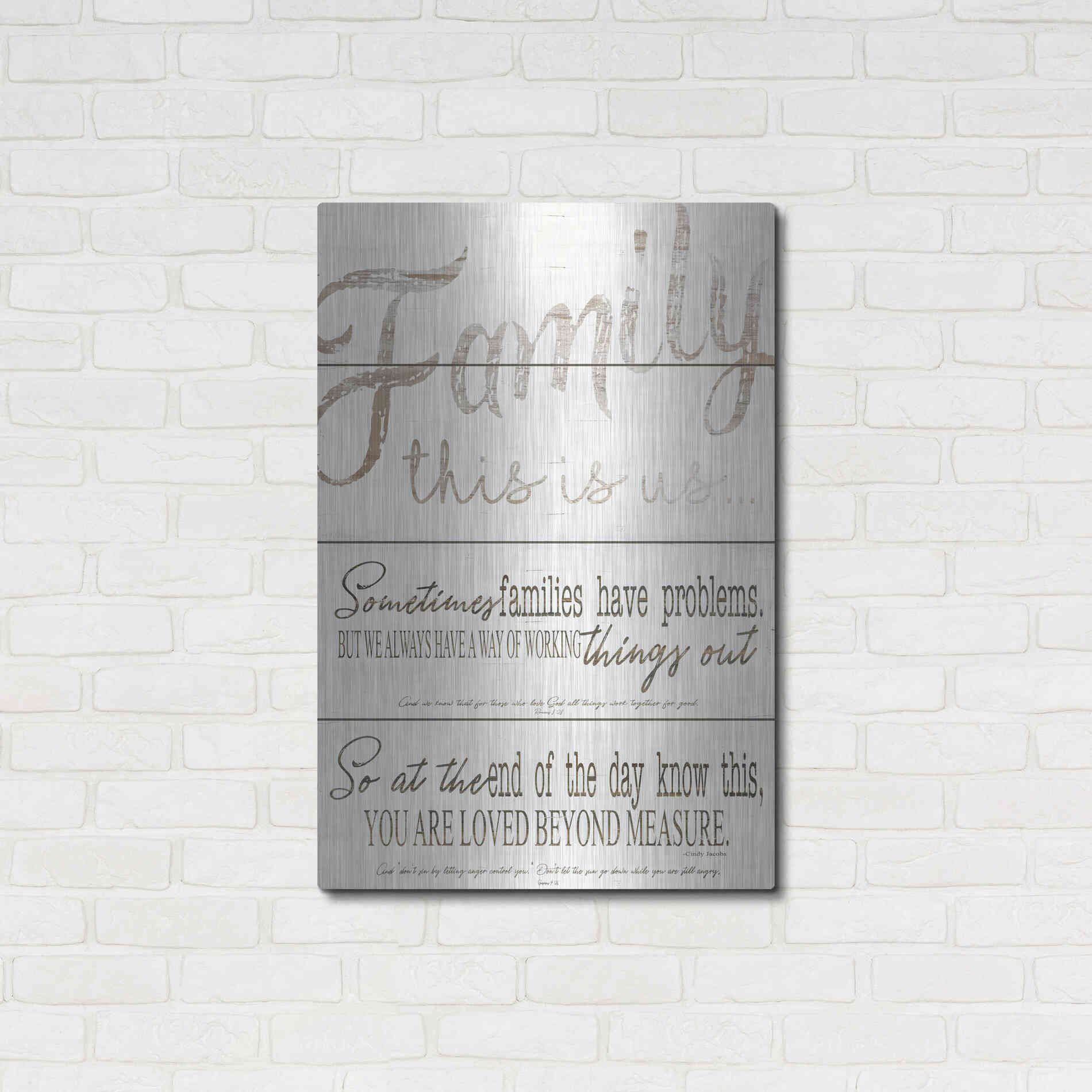 Luxe Metal Art 'Family - You Are Loved' by Cindy Jacobs, Metal Wall Art,24x36