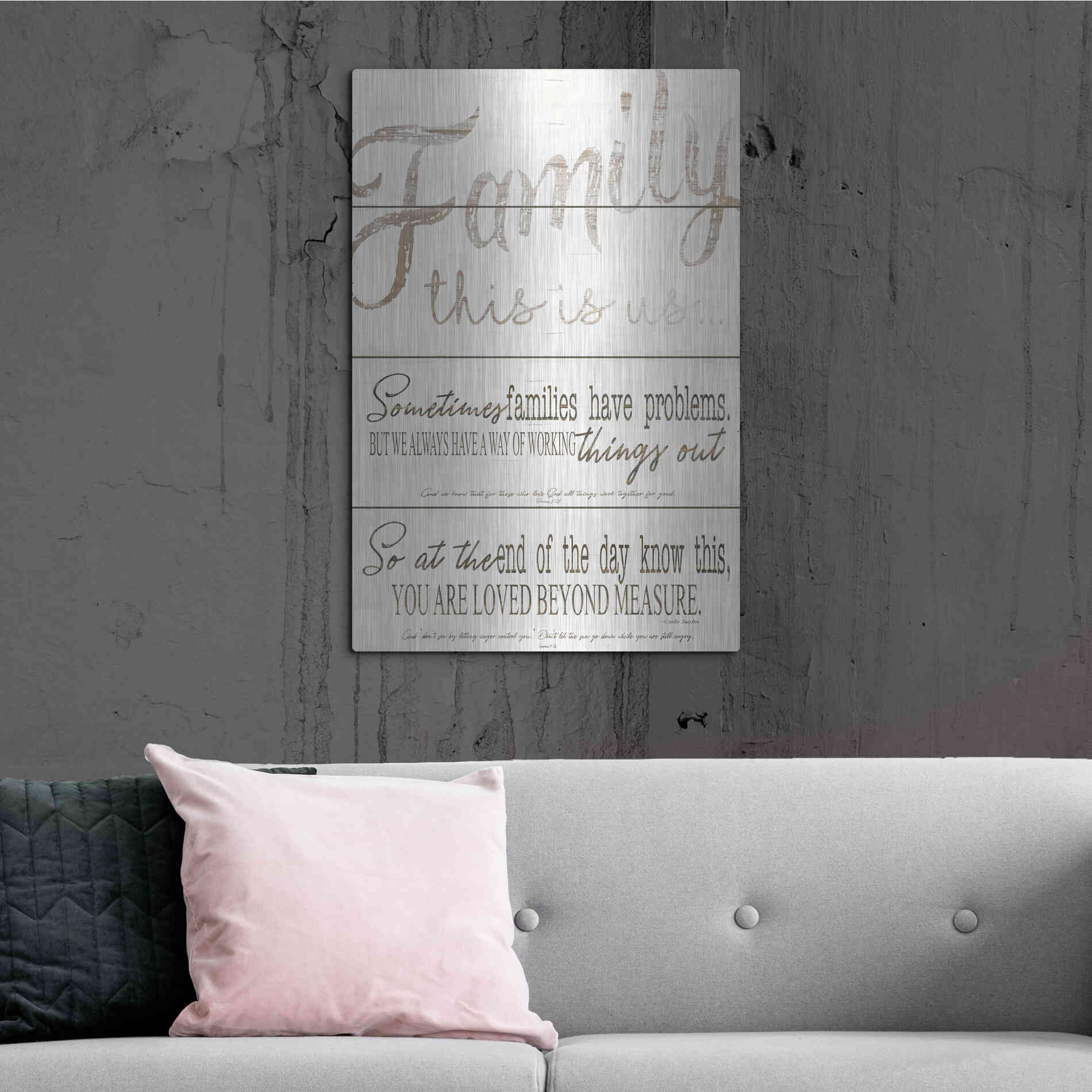 Luxe Metal Art 'Family - You Are Loved' by Cindy Jacobs, Metal Wall Art,24x36