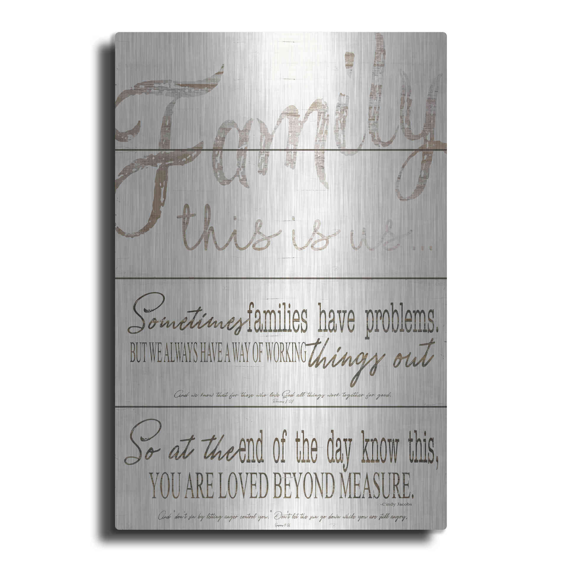 Luxe Metal Art 'Family - You Are Loved' by Cindy Jacobs, Metal Wall Art