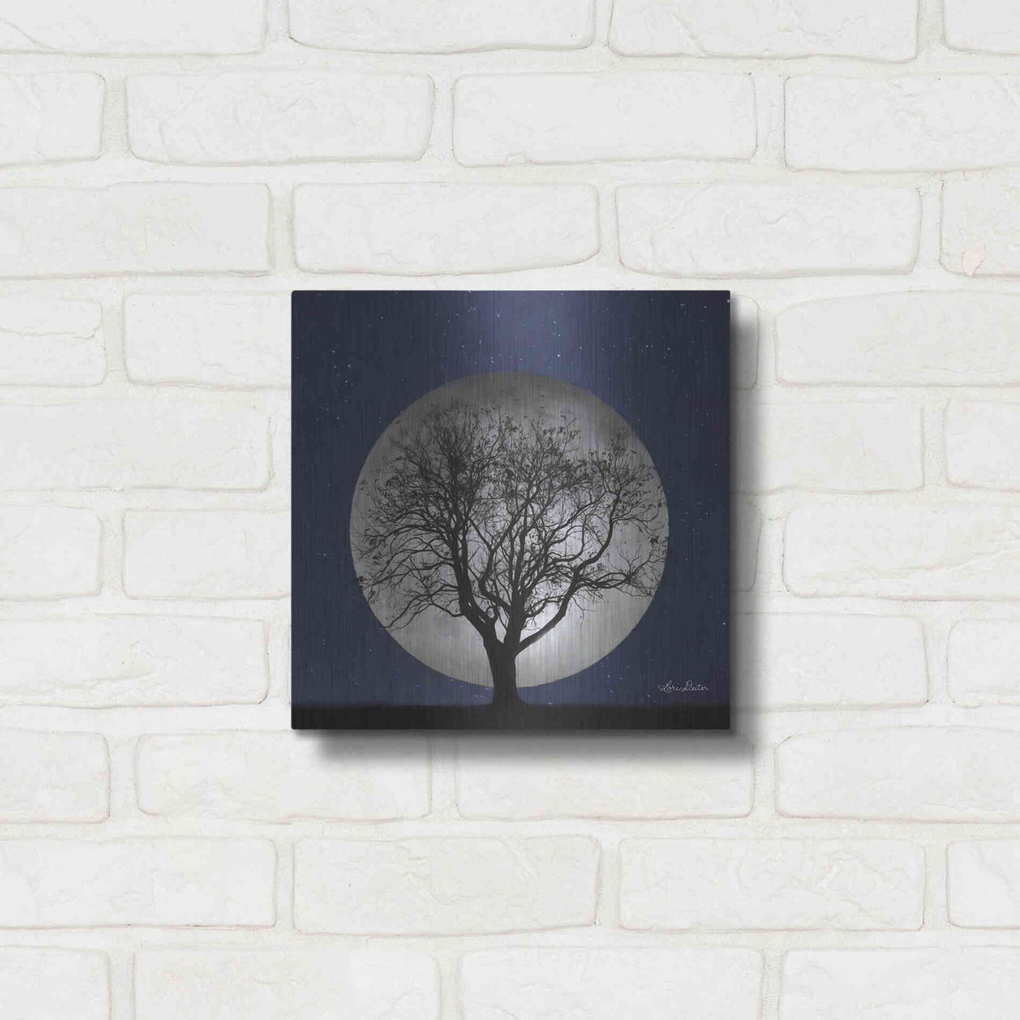 Luxe Metal Art 'Full Moon' by Lori Deiter, Metal Wall Art,12x12