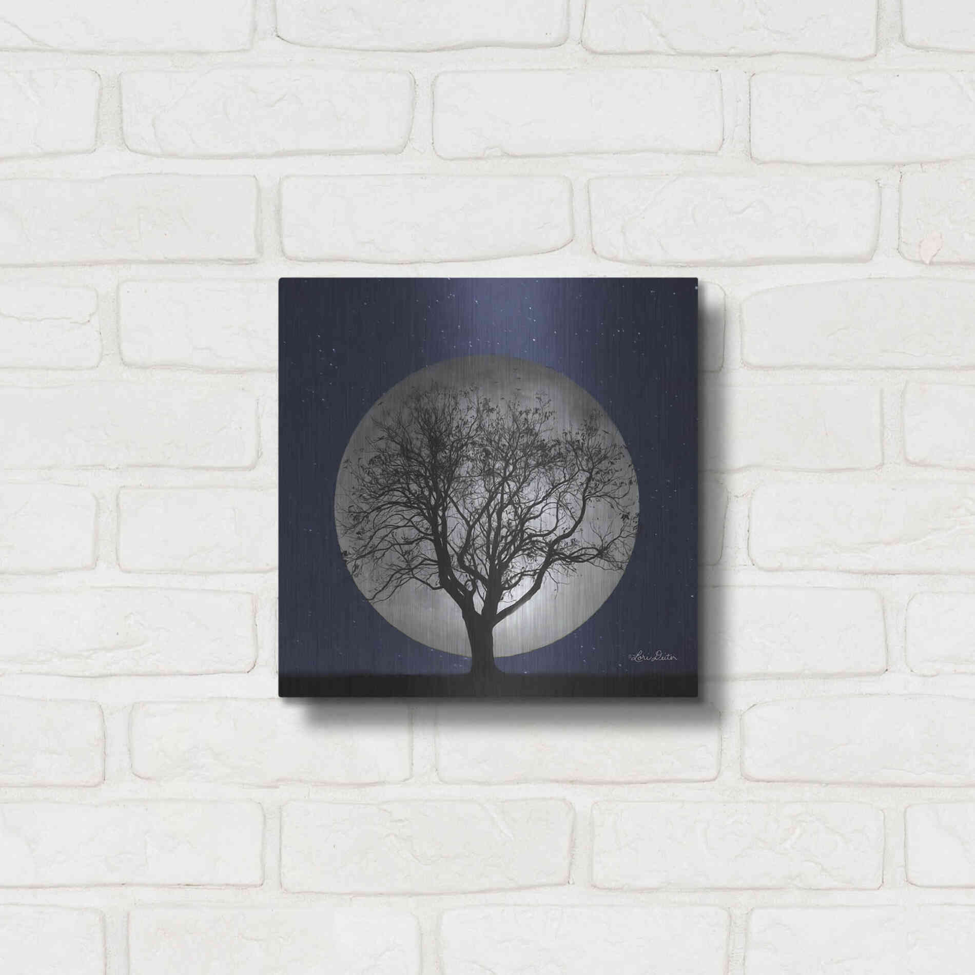 Luxe Metal Art 'Full Moon' by Lori Deiter, Metal Wall Art,12x12