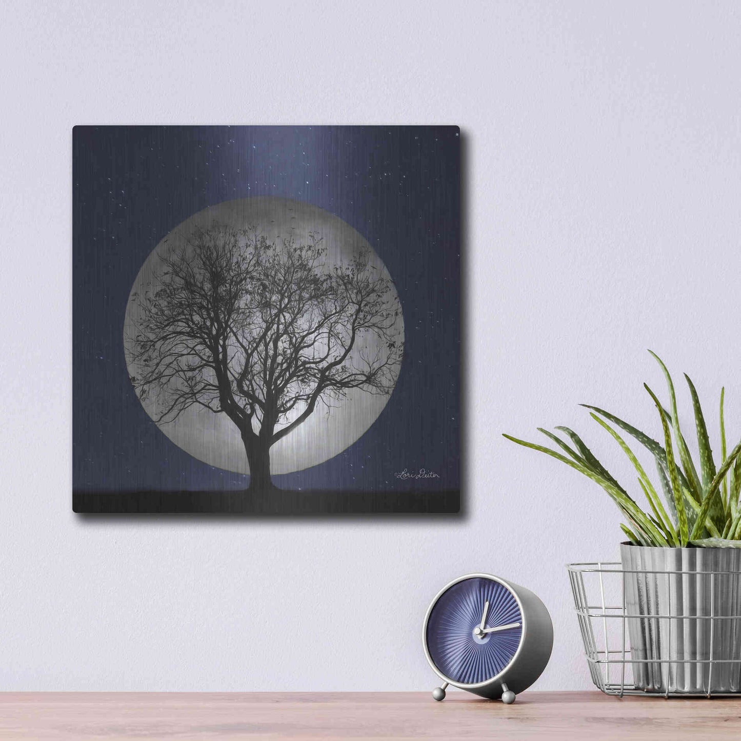 Luxe Metal Art 'Full Moon' by Lori Deiter, Metal Wall Art,12x12