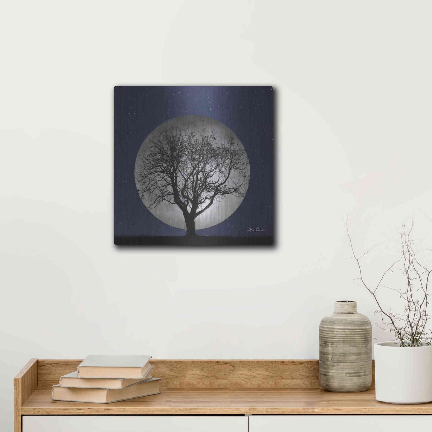 Luxe Metal Art 'Full Moon' by Lori Deiter, Metal Wall Art,12x12