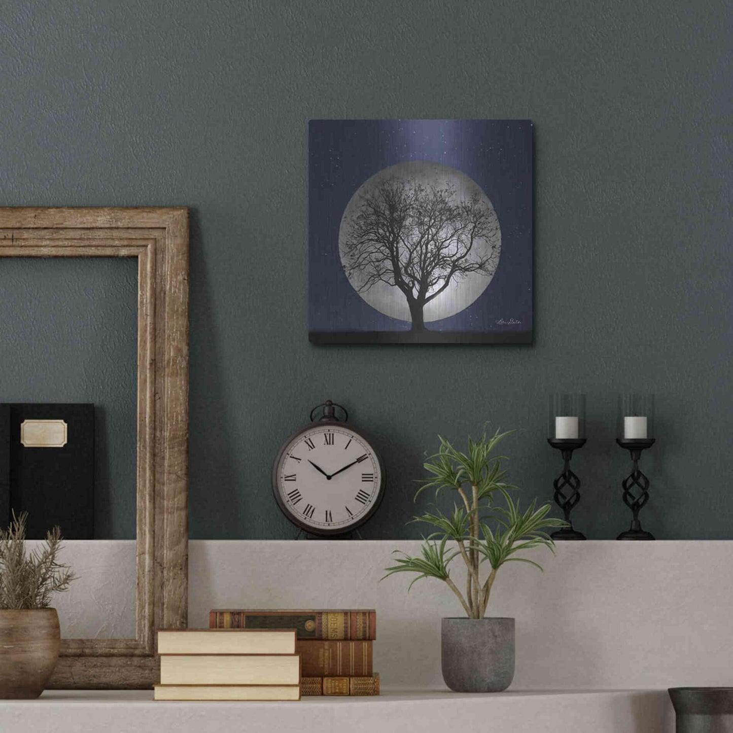 Luxe Metal Art 'Full Moon' by Lori Deiter, Metal Wall Art,12x12