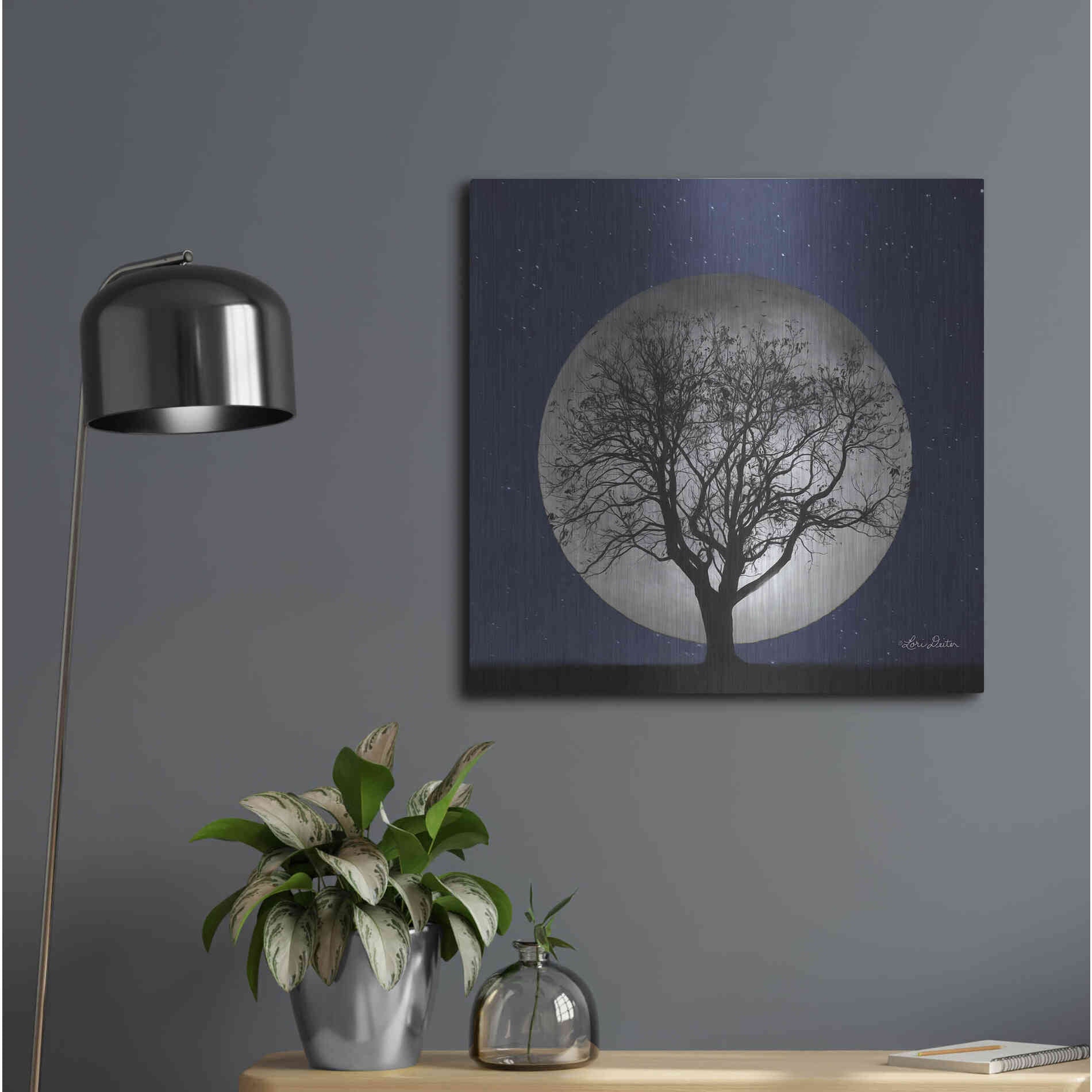 Luxe Metal Art 'Full Moon' by Lori Deiter, Metal Wall Art,24x24