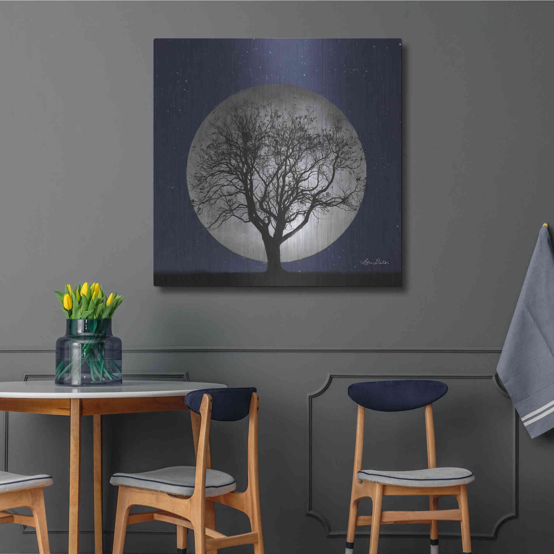 Luxe Metal Art 'Full Moon' by Lori Deiter, Metal Wall Art,36x36