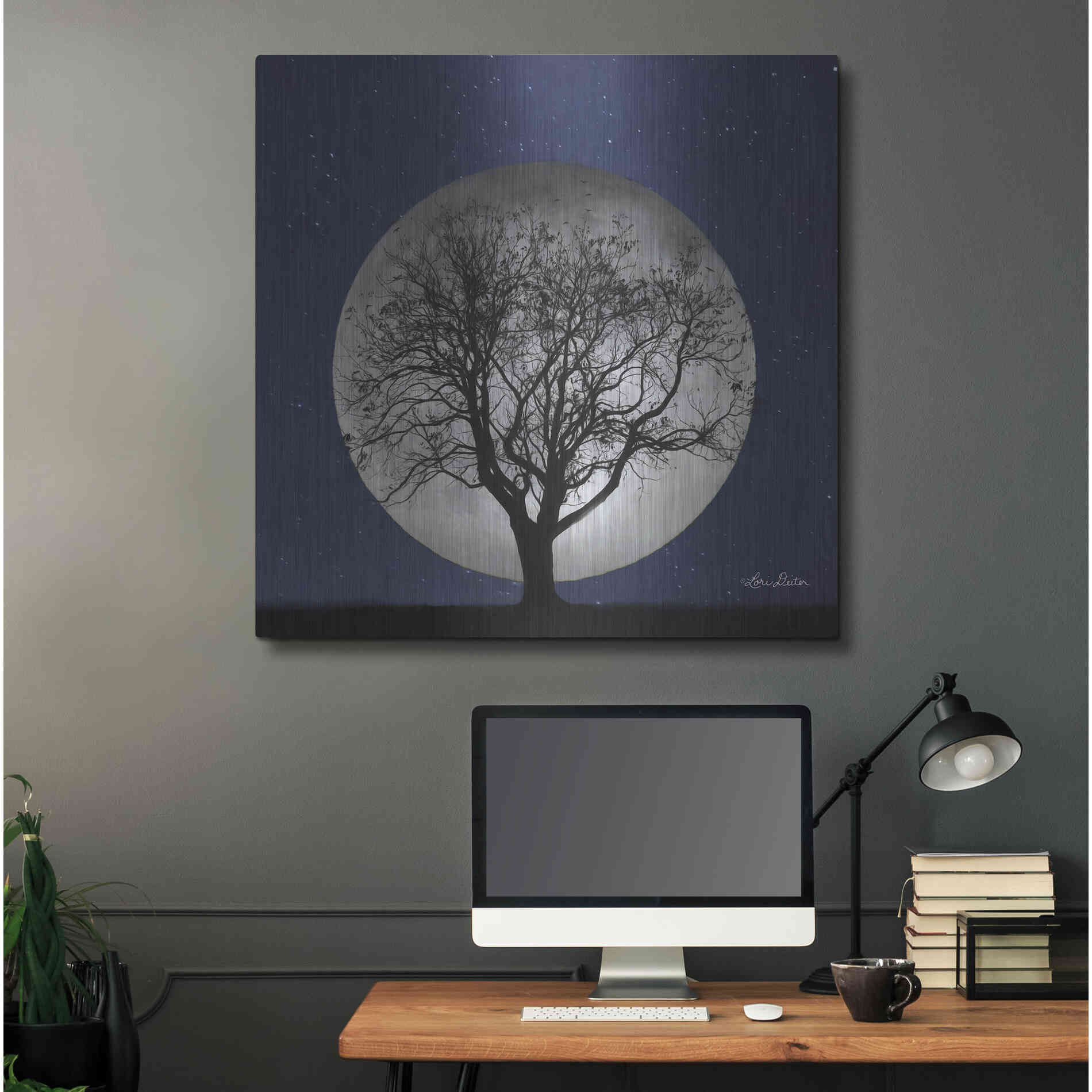 Luxe Metal Art 'Full Moon' by Lori Deiter, Metal Wall Art,36x36