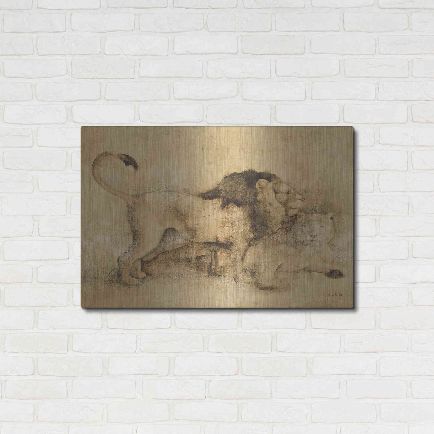 Luxe Metal Art 'Global Lions Light Crop' by Cheri Blum, Metal Wall Art,36x24