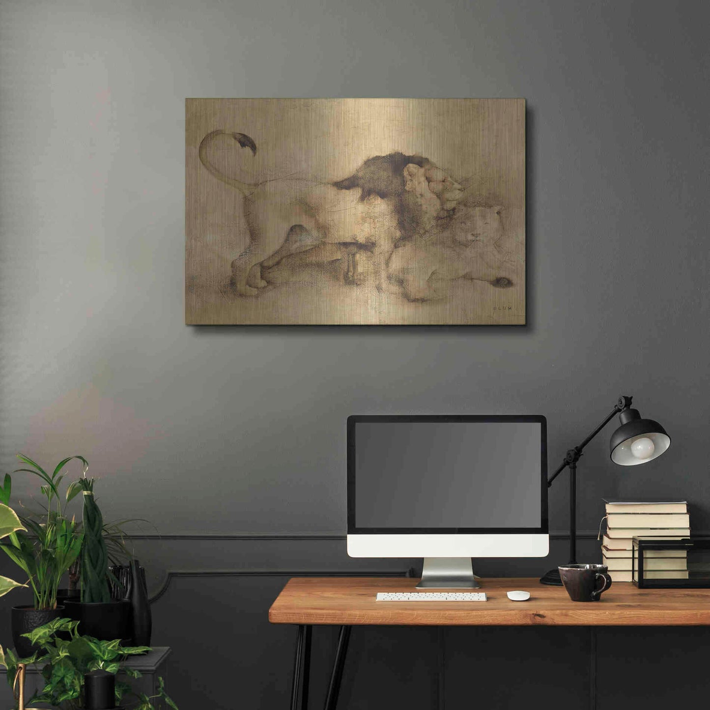 Luxe Metal Art 'Global Lions Light Crop' by Cheri Blum, Metal Wall Art,36x24