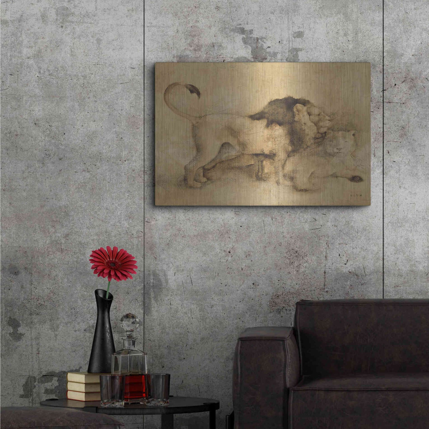 Luxe Metal Art 'Global Lions Light Crop' by Cheri Blum, Metal Wall Art,36x24