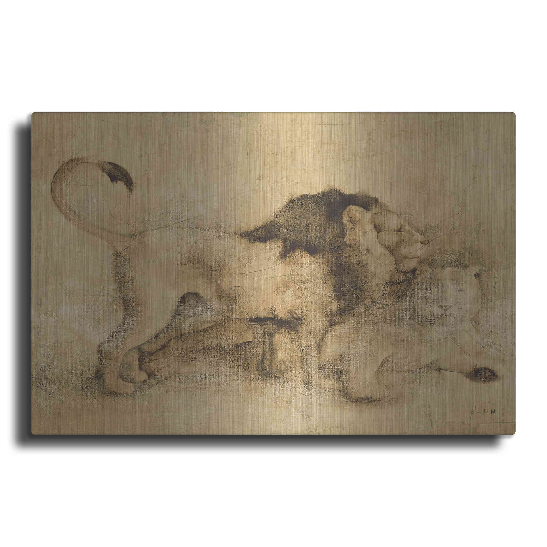 Luxe Metal Art 'Global Lions Light Crop' by Cheri Blum, Metal Wall Art