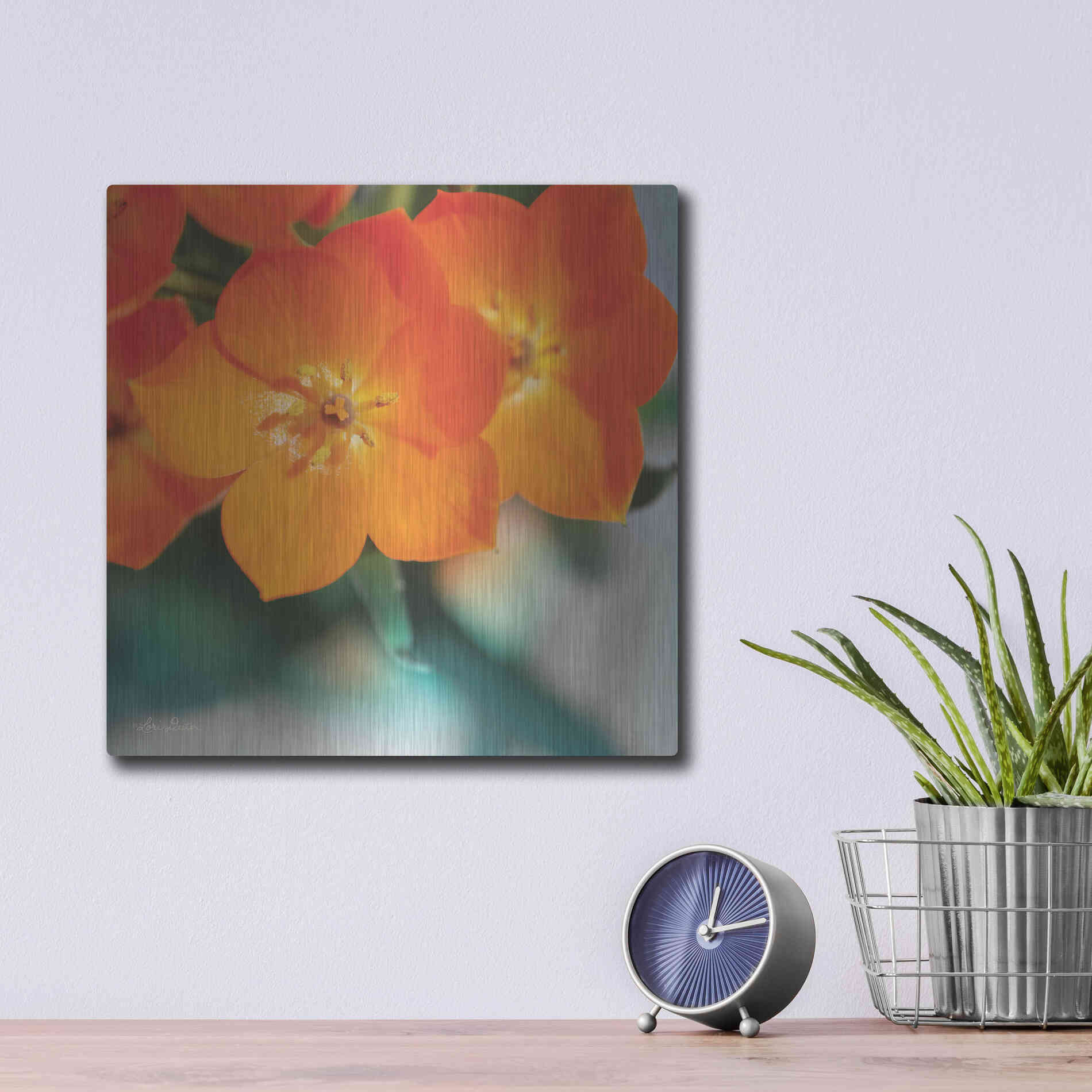 Luxe Metal Art 'Floral Pop III' by Lori Deiter, Metal Wall Art,12x12