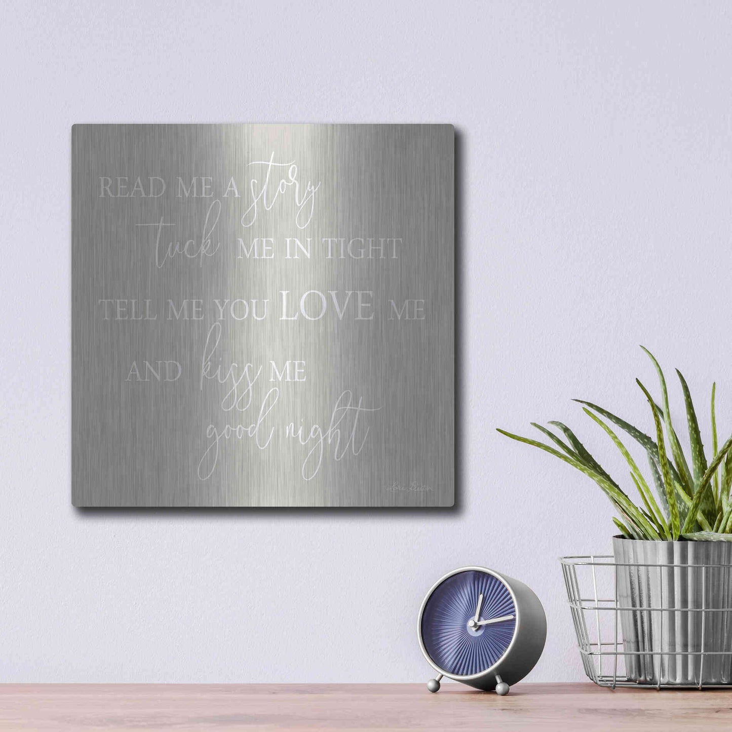 Luxe Metal Art 'Read Me a Story' by Lori Deiter, Metal Wall Art,12x12