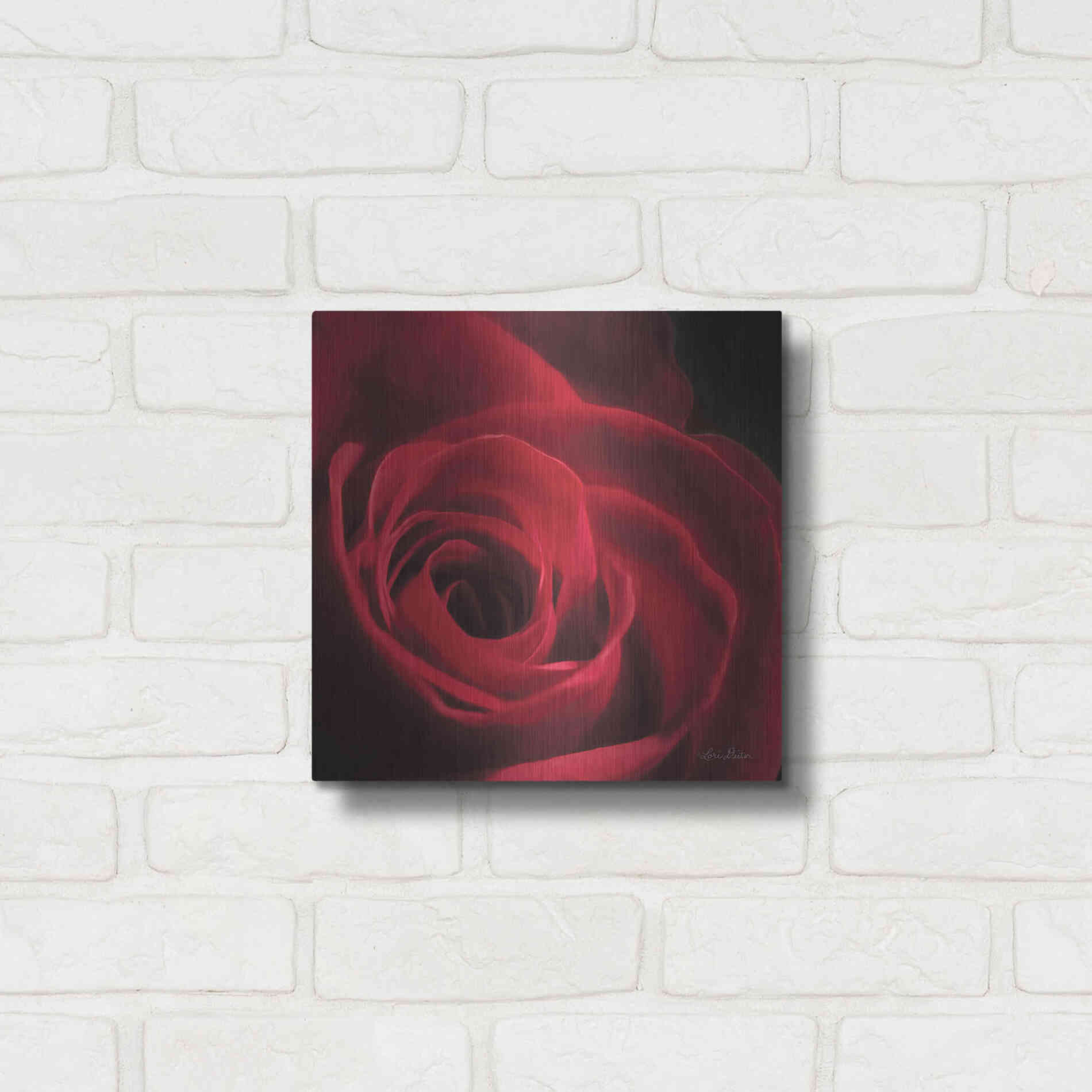 Luxe Metal Art 'The Red Rose I' by Lori Deiter, Metal Wall Art,12x12