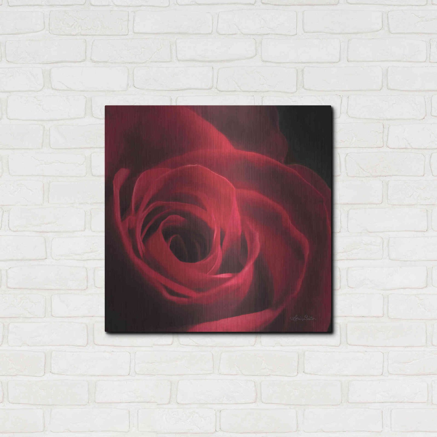 Luxe Metal Art 'The Red Rose I' by Lori Deiter, Metal Wall Art,24x24