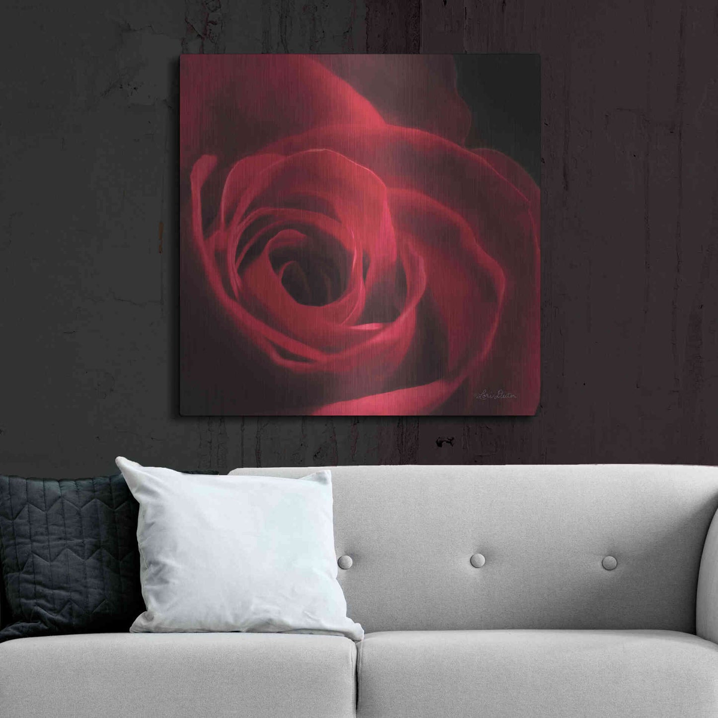 Luxe Metal Art 'The Red Rose I' by Lori Deiter, Metal Wall Art,36x36