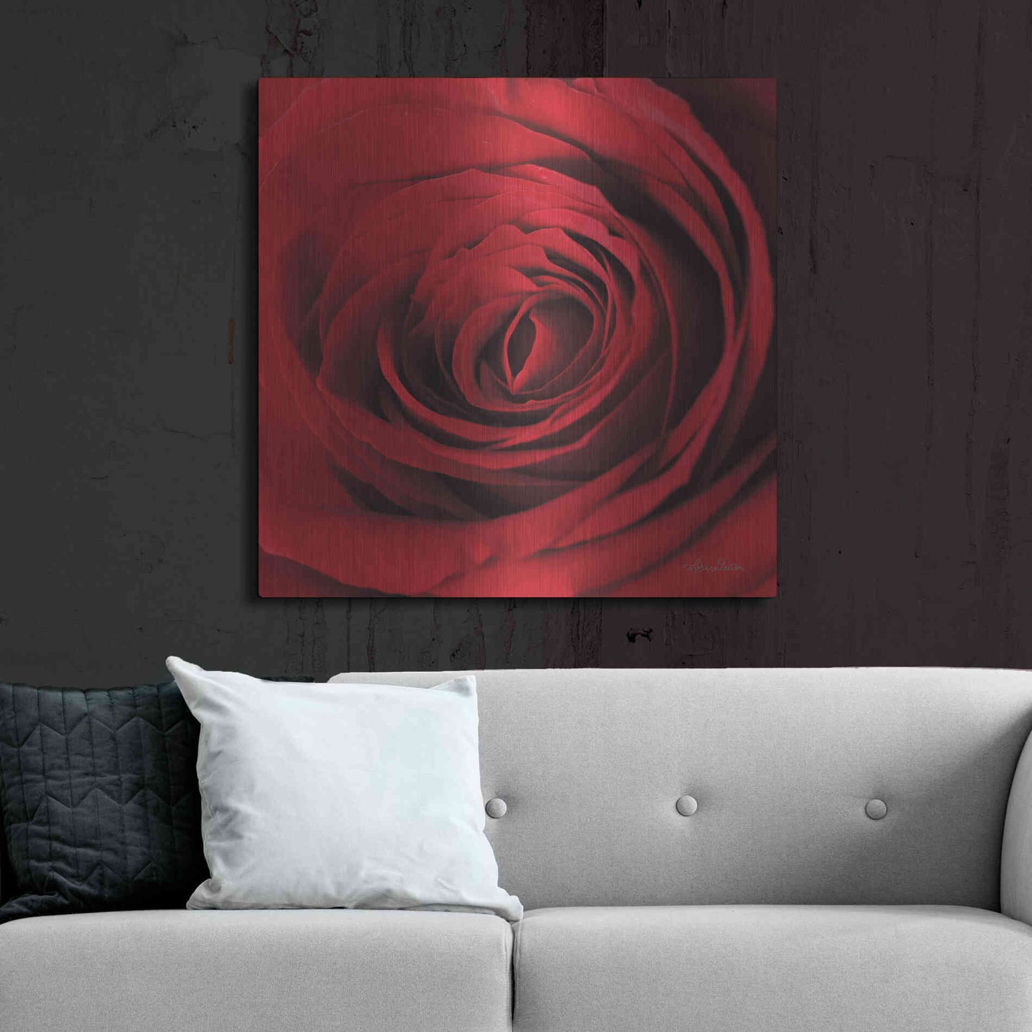 Luxe Metal Art 'The Red Rose II' by Lori Deiter, Metal Wall Art,36x36