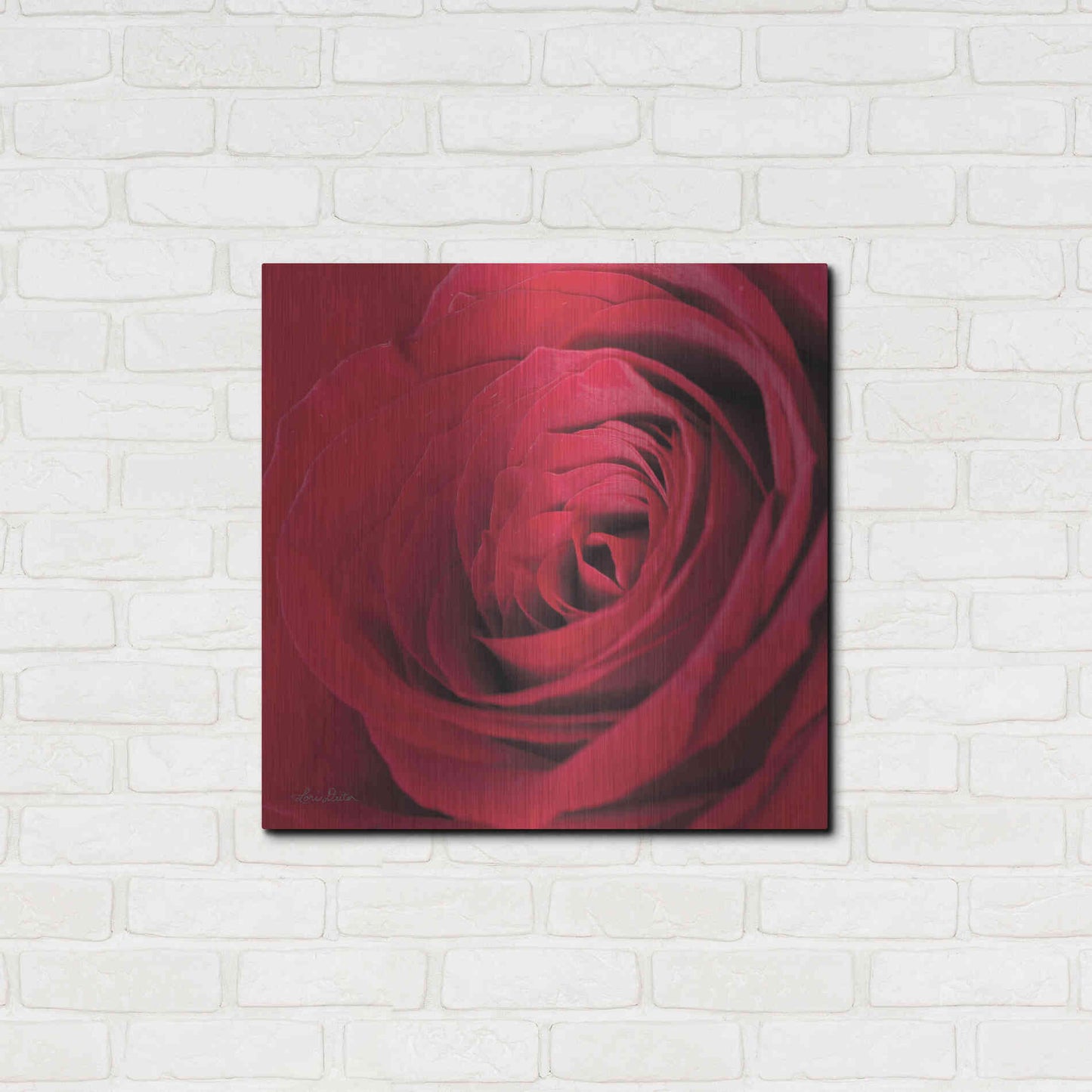 Luxe Metal Art 'The Red Rose III' by Lori Deiter, Metal Wall Art,24x24