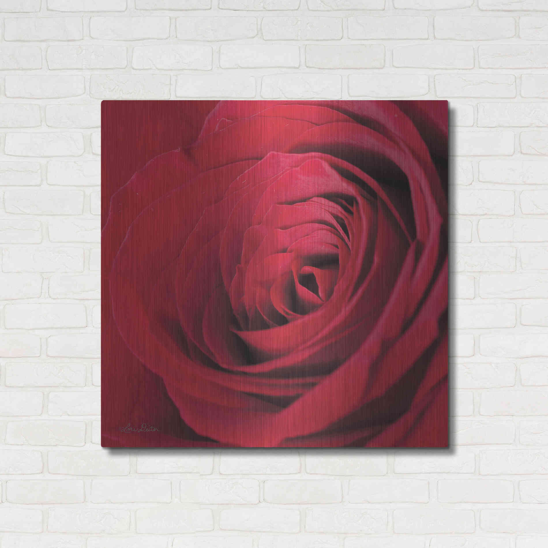 Luxe Metal Art 'The Red Rose III' by Lori Deiter, Metal Wall Art,36x36