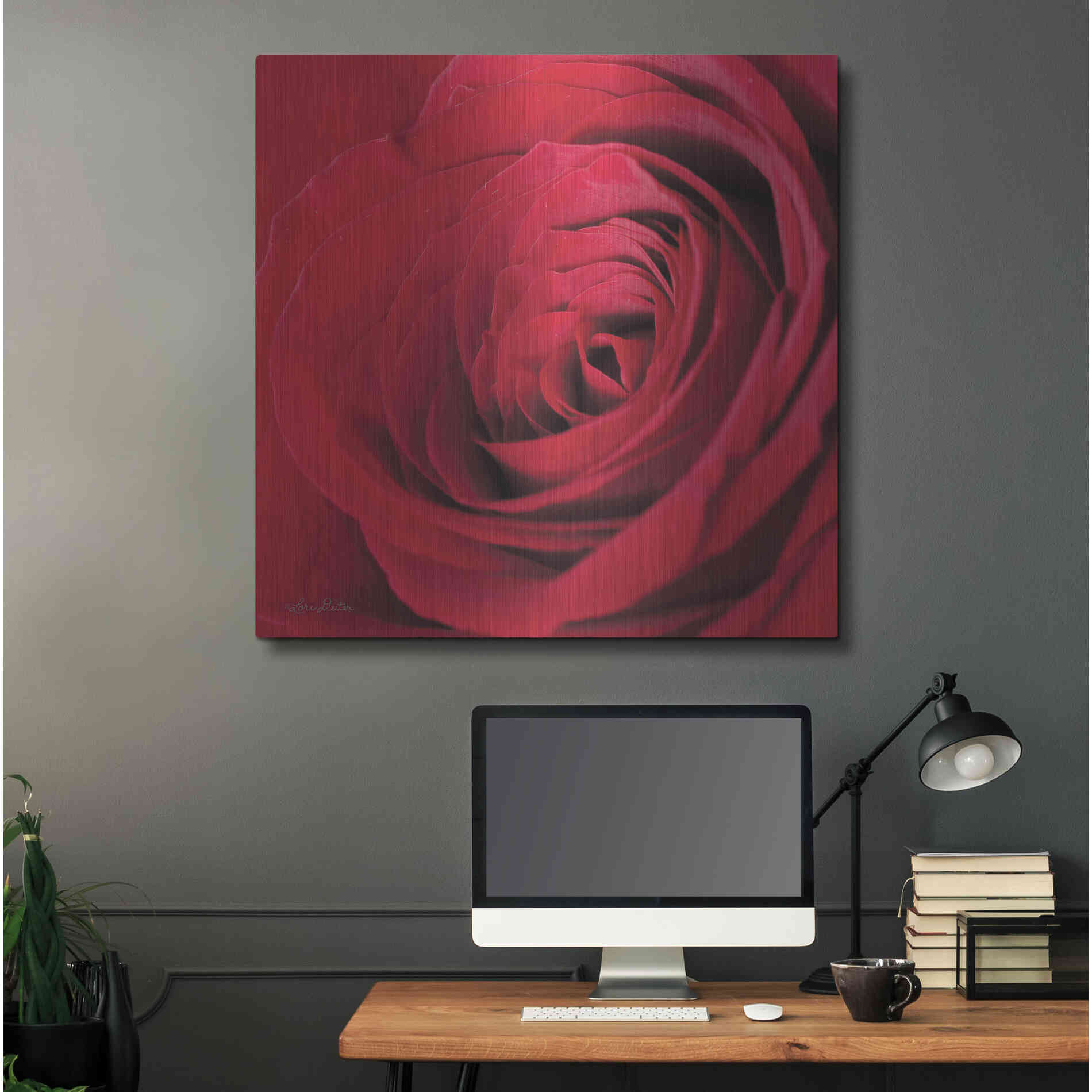 Luxe Metal Art 'The Red Rose III' by Lori Deiter, Metal Wall Art,36x36