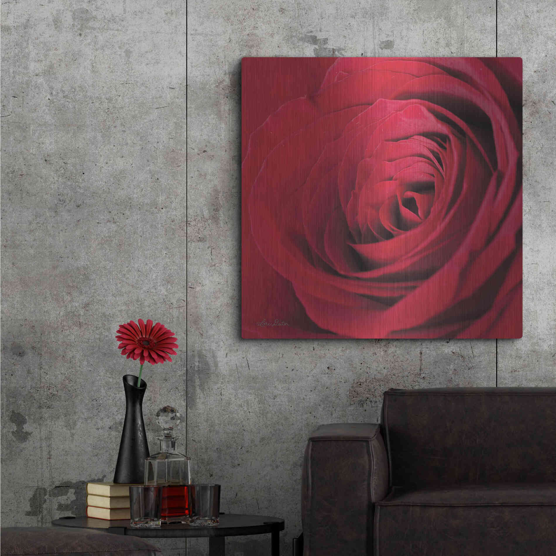 Luxe Metal Art 'The Red Rose III' by Lori Deiter, Metal Wall Art,36x36