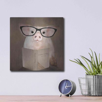 Luxe Metal Art 'Creative Cooking Pig' by Lori Deiter, Metal Wall Art,12x12