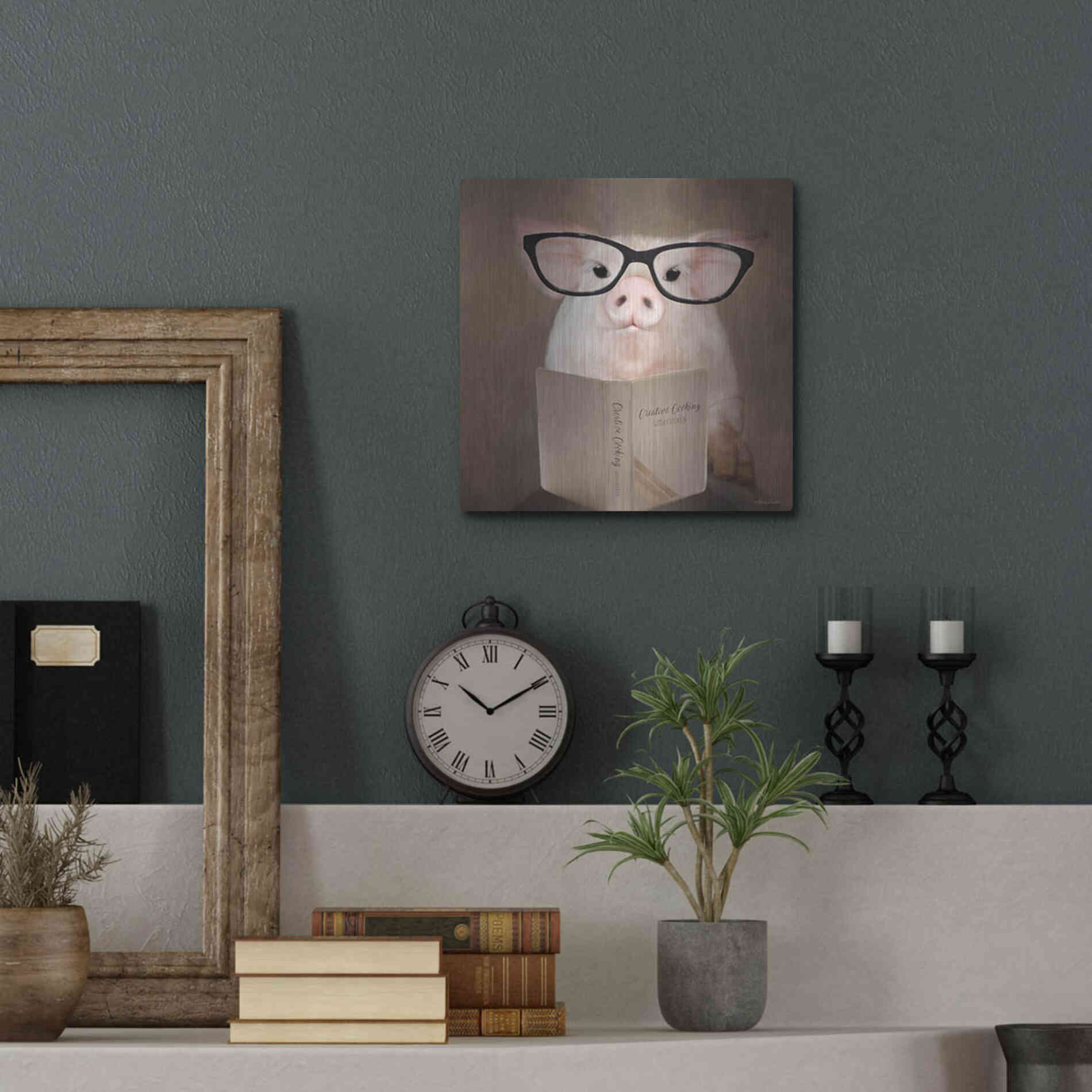 Luxe Metal Art 'Creative Cooking Pig' by Lori Deiter, Metal Wall Art,12x12