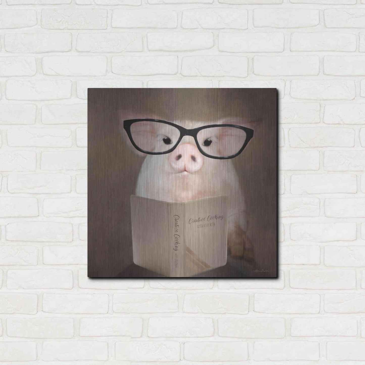 Luxe Metal Art 'Creative Cooking Pig' by Lori Deiter, Metal Wall Art,24x24