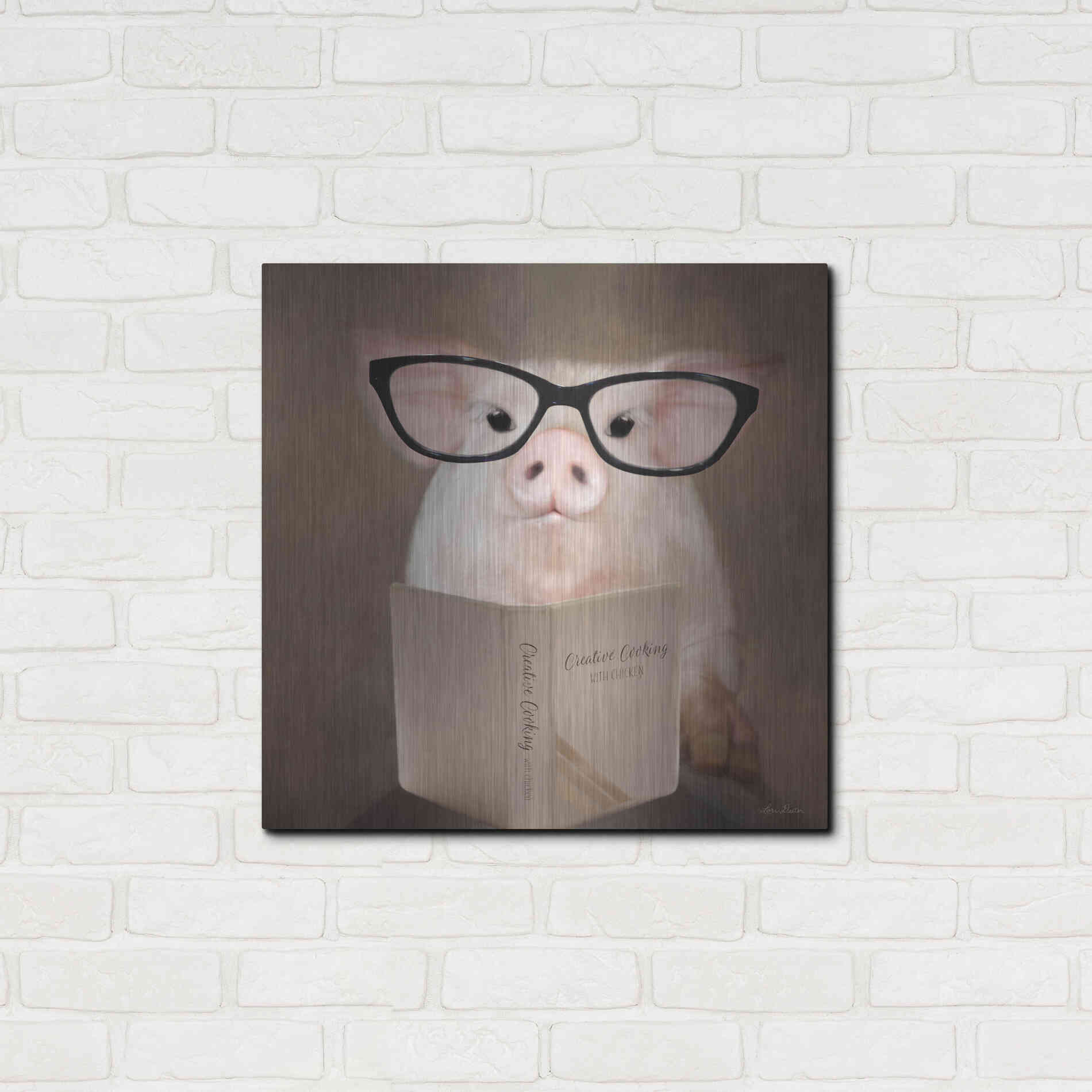 Luxe Metal Art 'Creative Cooking Pig' by Lori Deiter, Metal Wall Art,24x24