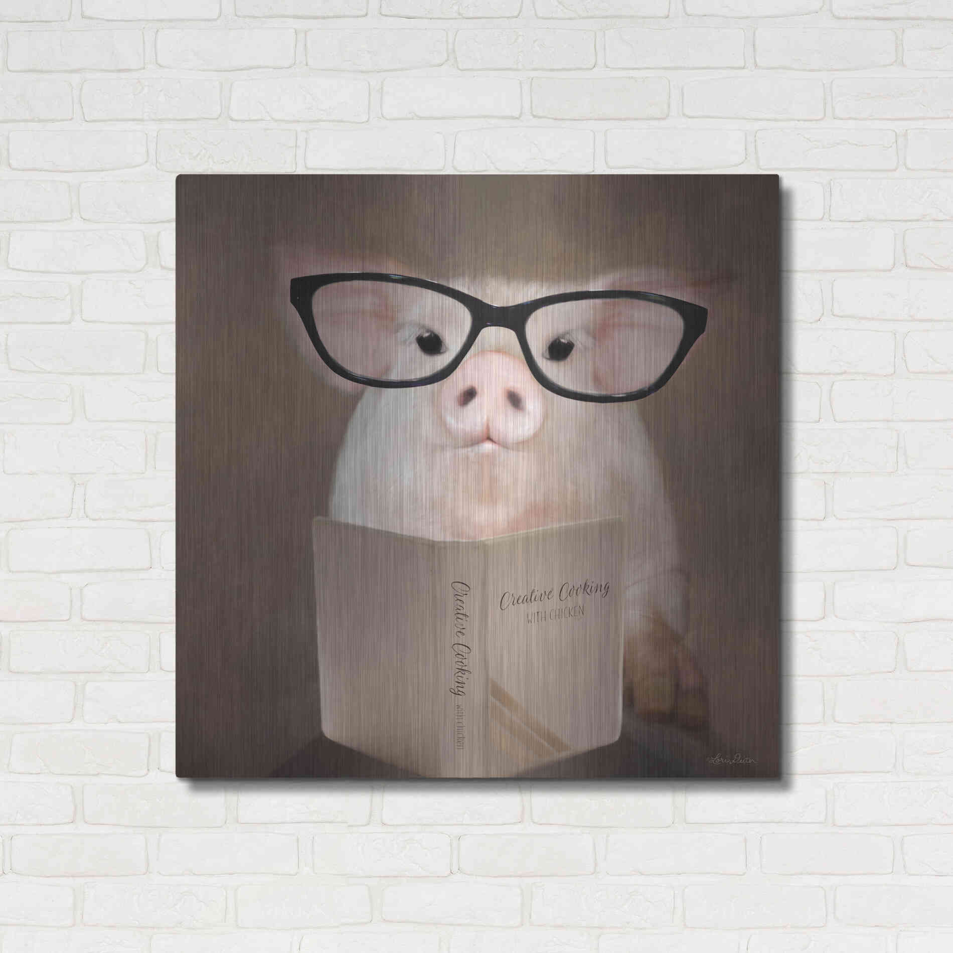 Luxe Metal Art 'Creative Cooking Pig' by Lori Deiter, Metal Wall Art,36x36