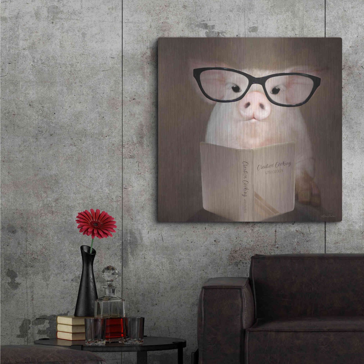 Luxe Metal Art 'Creative Cooking Pig' by Lori Deiter, Metal Wall Art,36x36